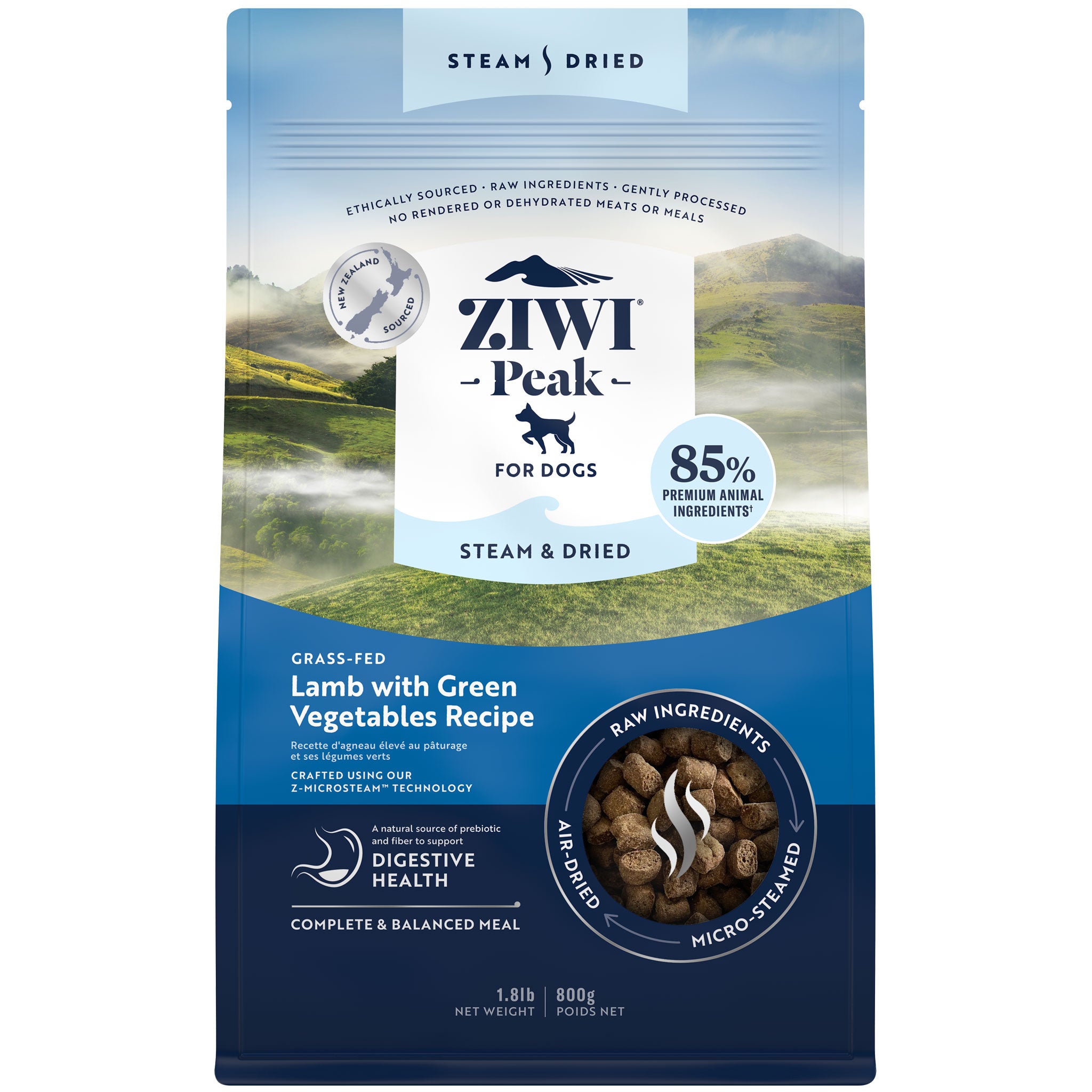 Ziwi Peak Air-Dried Lamb Dog Food - Grain-Free, High-Protein, Natural Ingredients for Small & Large Breeds - Perfect for Training, Travel & Everyday Meals