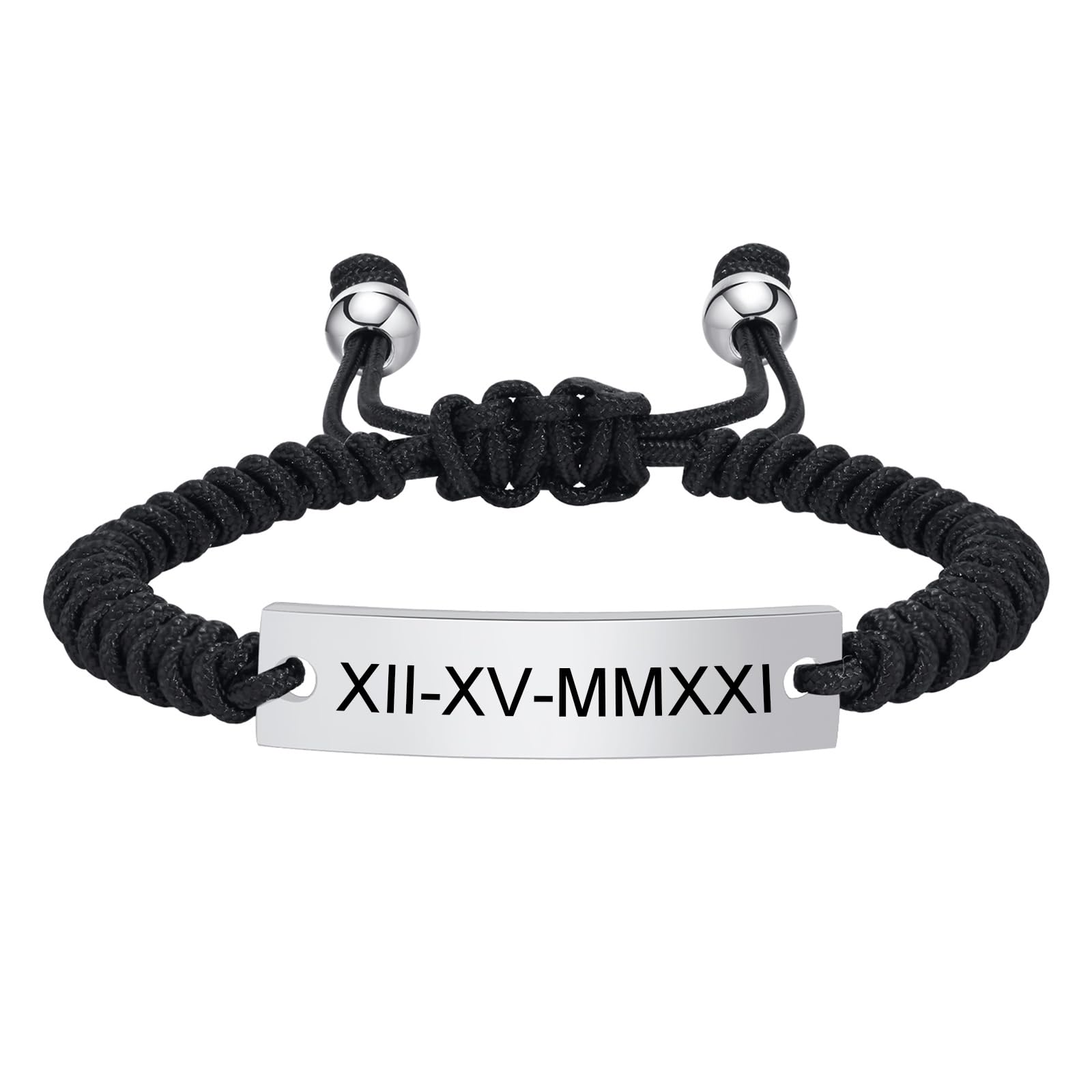 Custom Engraved Couple Bracelets - Handmade Adjustable Braided Rope Wristbands for Men & Women | Personalized Matching Love Gifts for Anniversary, Valentine's Day & Couple Wear