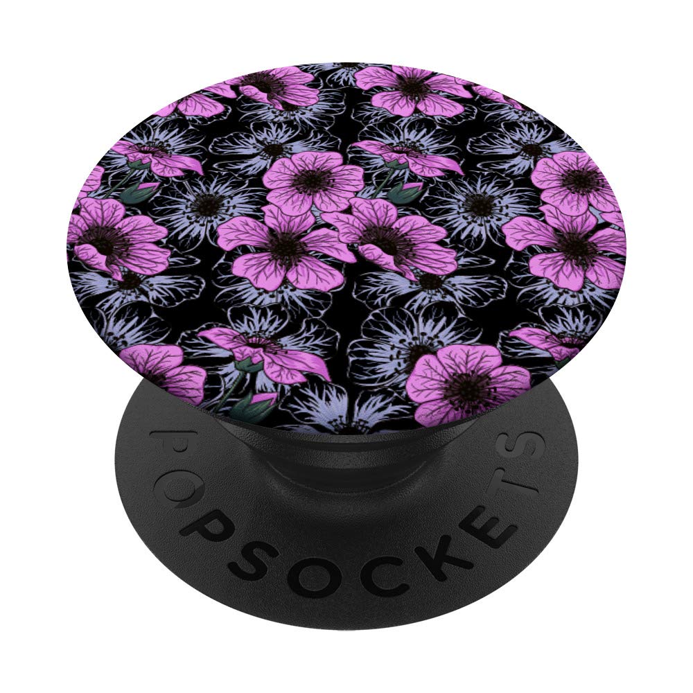 Purple Wild Flowers PopSockets Phone Grip & Stand - Compatible with iPhone, Samsung, Tablets - Perfect for Home, Office & Travel Use