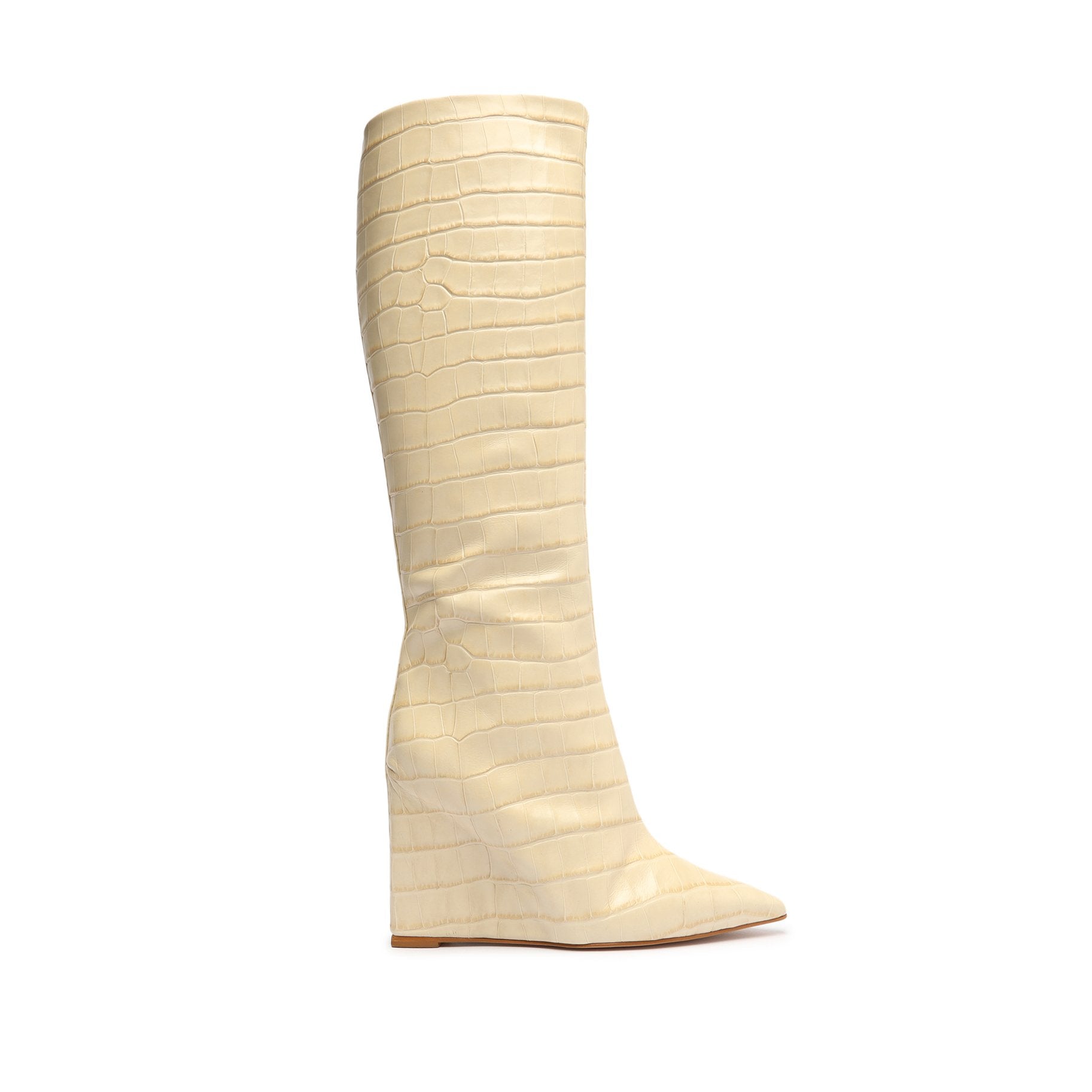 Asya Up Women's Crocodile Embossed Leather Boots - Stylish Knee High Boots for Winter, Fashionable Pointed Toe Booties for Office, Party & Night Out