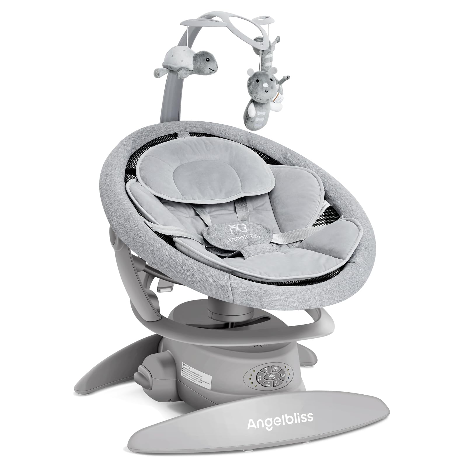 Angelbliss 3-in-1 Baby Swing with Smart Motion Detection | Portable Infant Swing with Removable Rocker & Stationary Seat | Bluetooth Enabled with 3 Soothing Motions (Grey) | Perfect for Newborns, Nursery & Travel