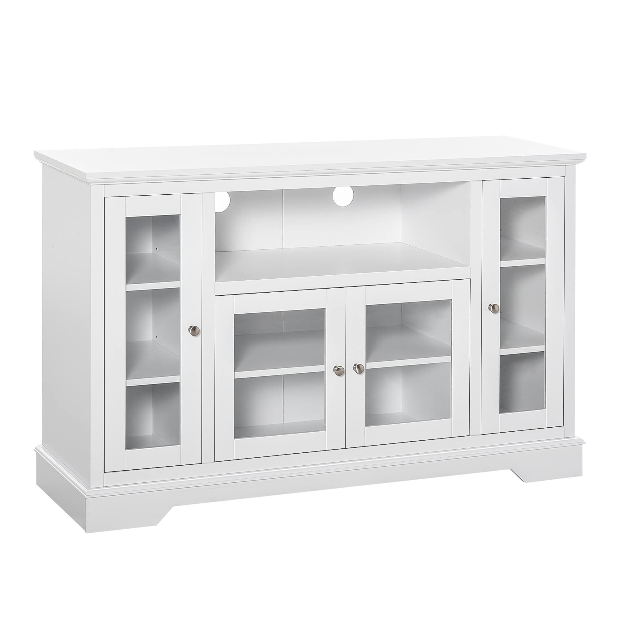 HOMCOM White Sideboard Buffet Cabinet with Storage & Glass Doors - Kitchen Cabinet, Coffee Bar Cabinet for Living Room & Kitchen - Perfect for Dining Room Storage & Home Decor