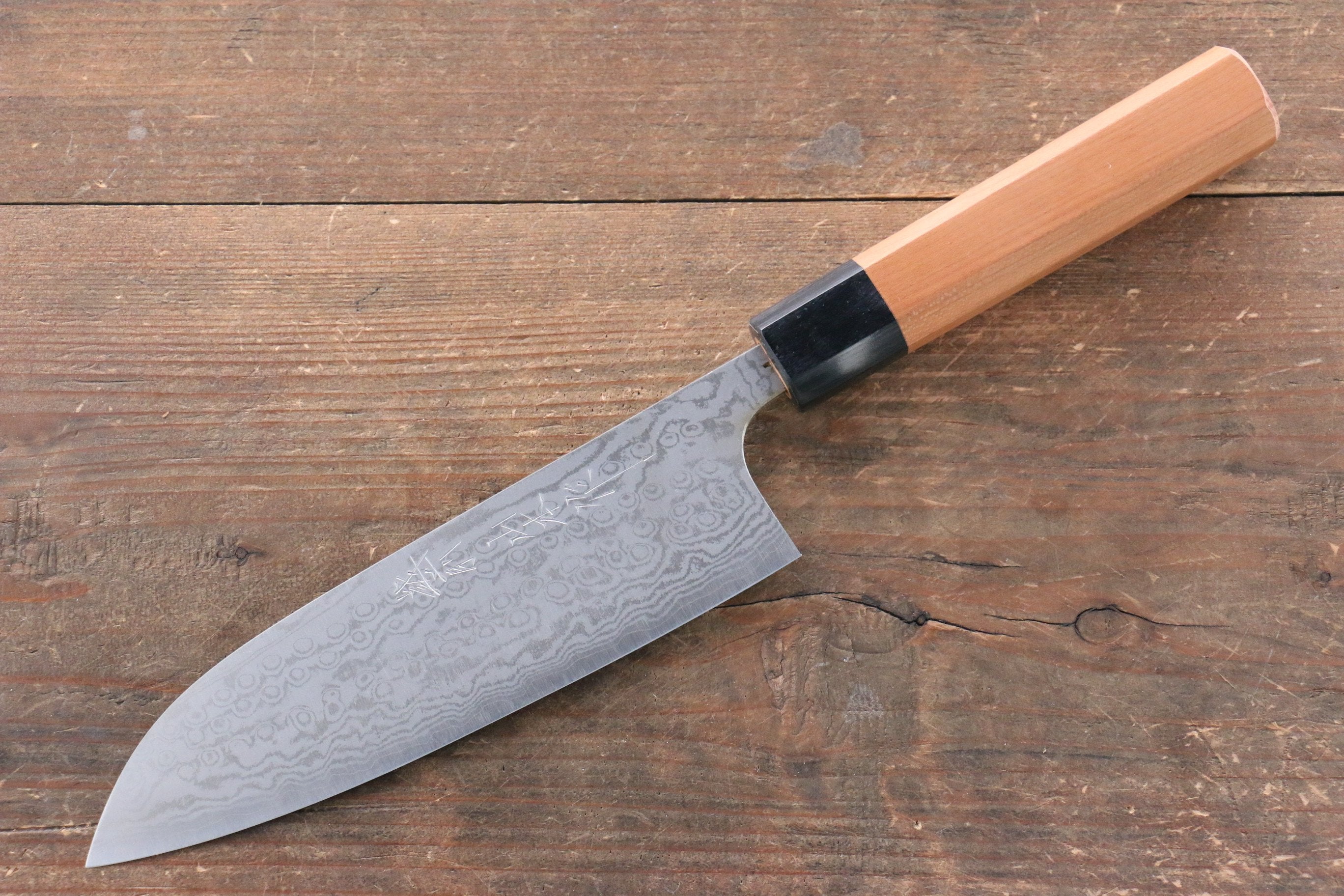 VG10 Damascus Steel Santoku Knife 170mm - Cherry Blossom Wood Handle Japanese Kitchen Knife for Slicing, Dicing & Chopping Vegetables, Meat & Fish - Perfect for Home Chefs & Professional Cooking