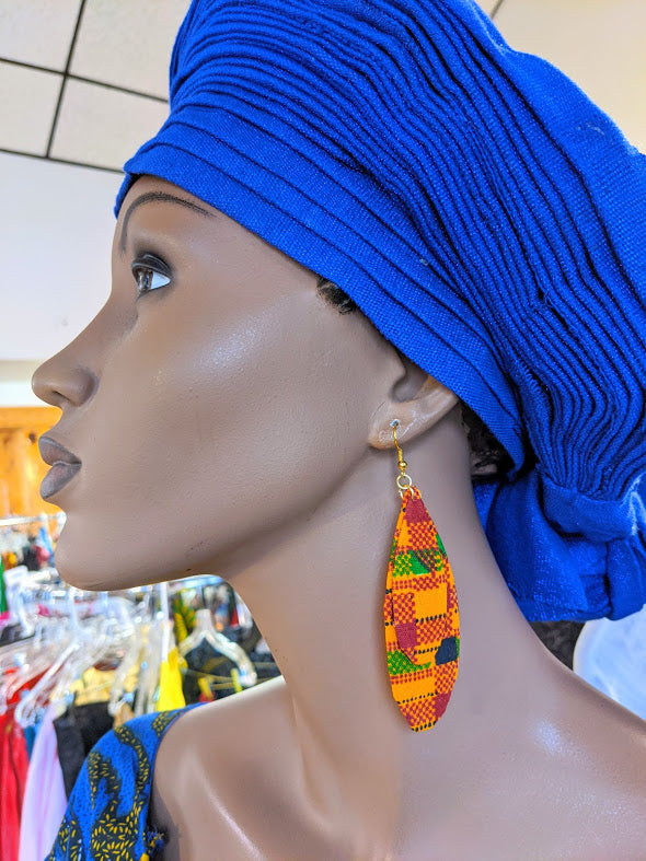 Kanmi African Print Kente Earrings DP3227ER132 - Handmade Beaded Dangle Earrings for Women, Traditional Ghanaian Jewelry Gift for Weddings & Special Occasions