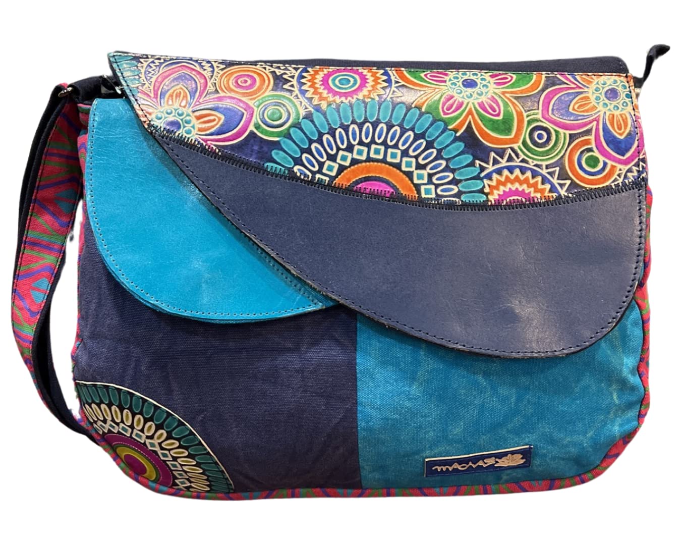 Stylish Macha Cross-body Bag for Women - Cotton & Leather Boho Handbag with Colorful Ethnic Prints | Perfect for Hippie, Boho, and Festival Fashion