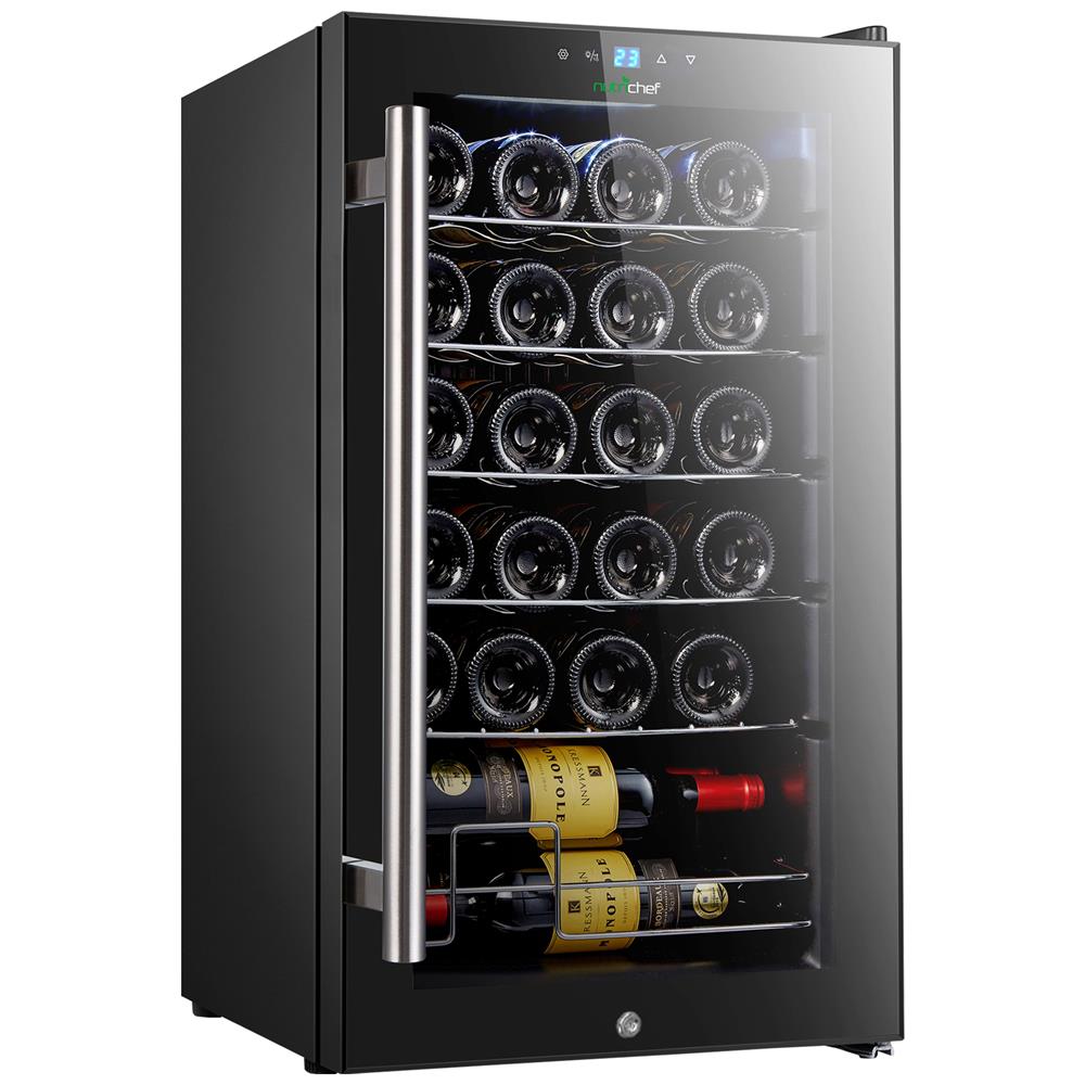 24 Bottle Single Zone Wine Cooler - Freestanding Wine Refrigerator for Home, Kitchen, or Bar - Perfect for Storing and Chilling Red, White, and Sparkling Wines