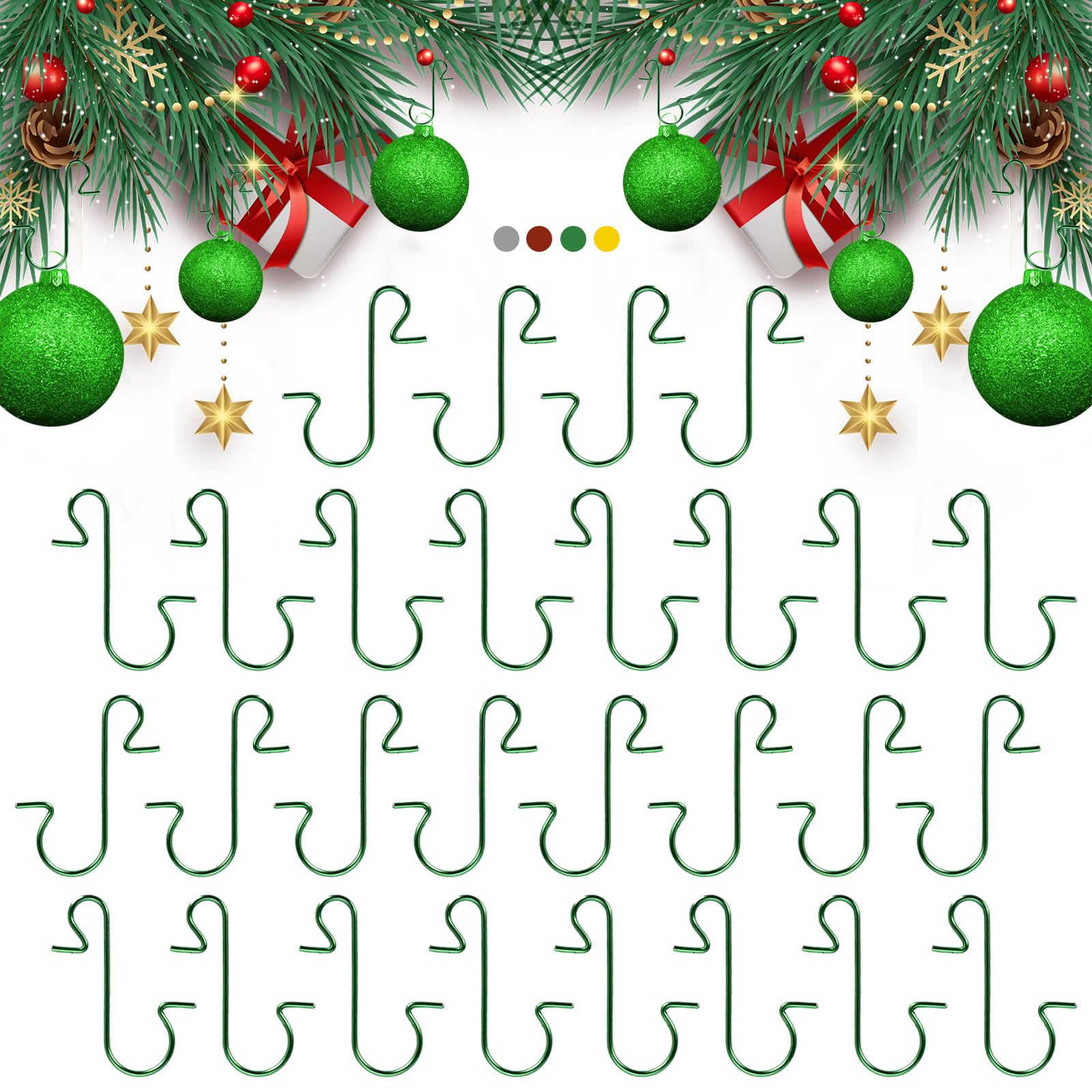 Osgow 100PCS Christmas Ornament Hooks - Durable Steel Xmas Tree Hangers for Holiday Decorations | Perfect for Hanging Ornaments on Christmas Trees, Wreaths & Holiday Displays