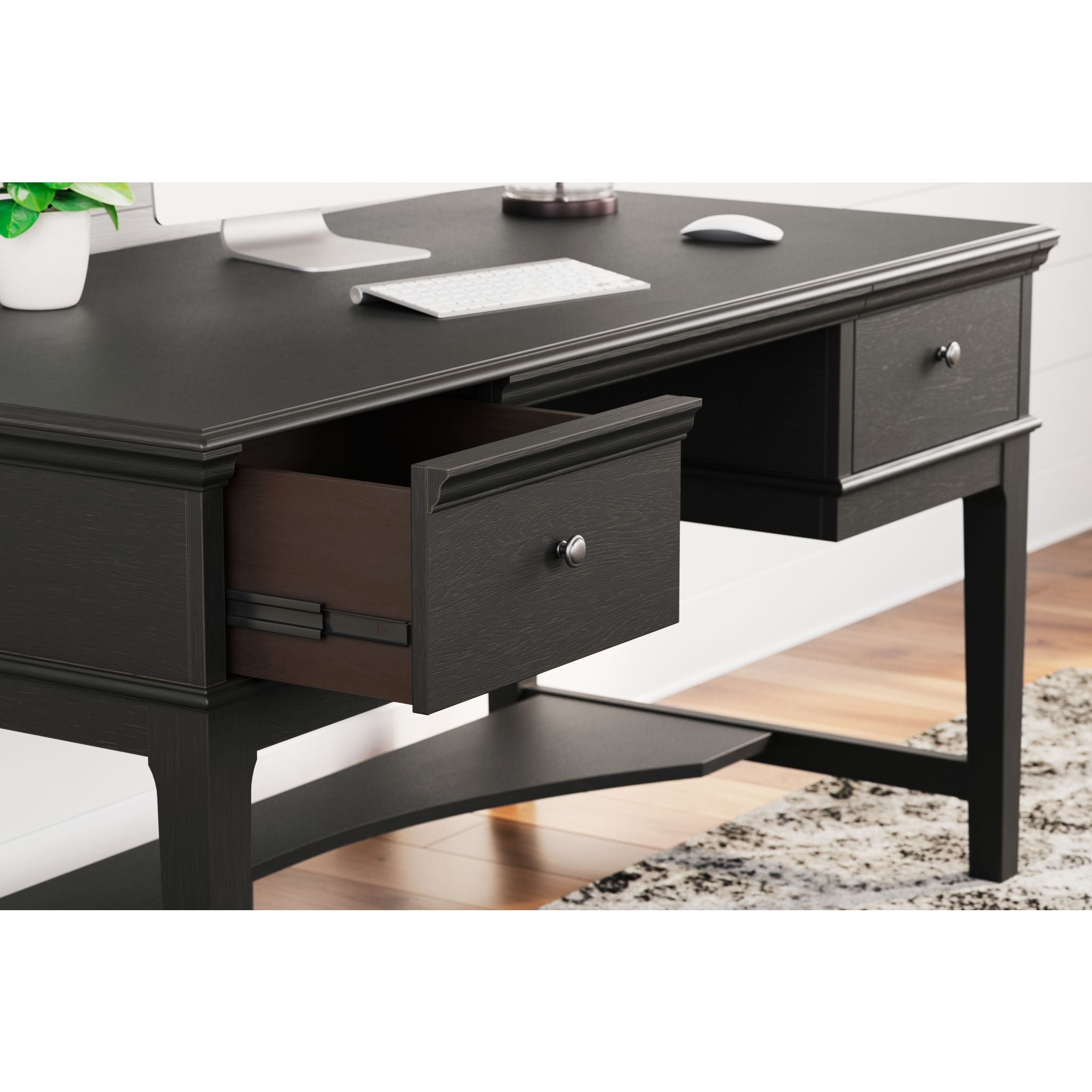 Beckincreek Black Office Desk - Modern & Stylish Writing Desk for Home & Workspace | Perfect for Remote Work, Study & Office Use