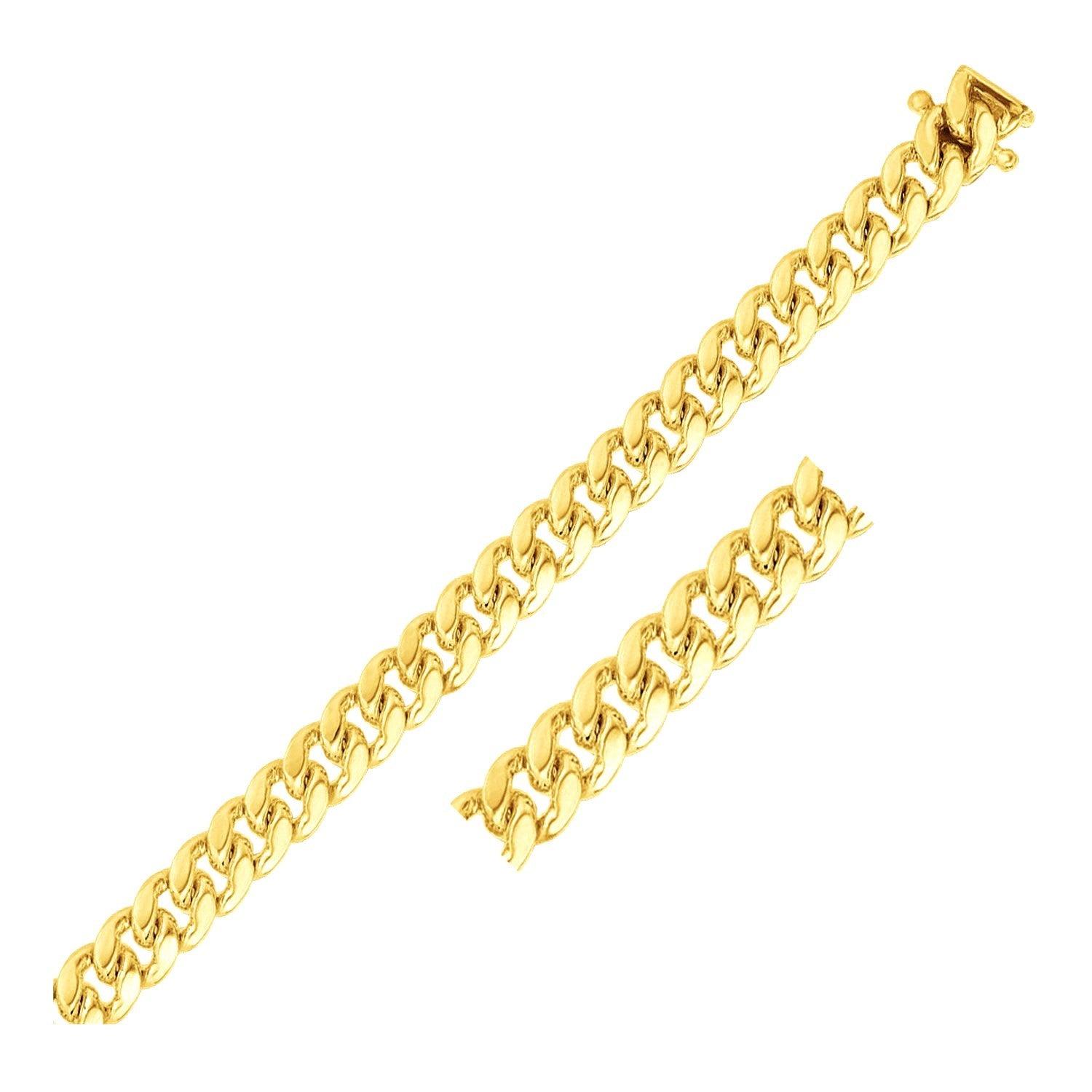 8.2mm 10k Yellow Gold Classic Miami Cuban Solid Bracelet for Men & Women - Durable Luxury Chain Link Jewelry for Gifts, Parties & Everyday Wear