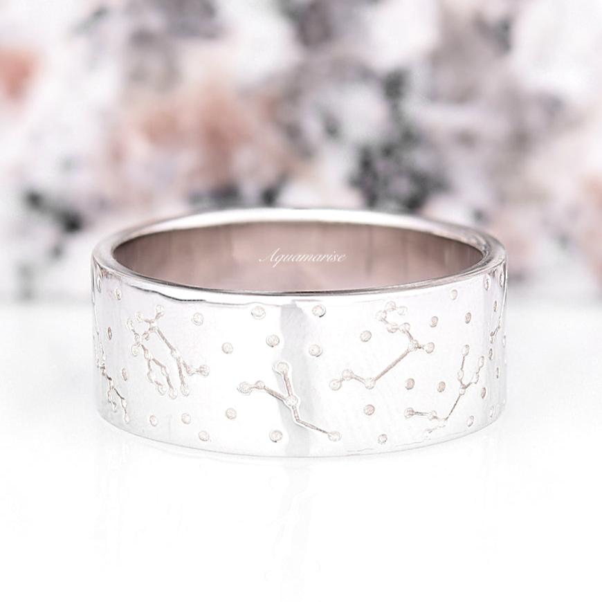 Stellar Constellation Ring - 8MM Sterling Silver Zodiac Jewelry for Women - Perfect for Birthdays, Anniversaries & Celestial Gifts