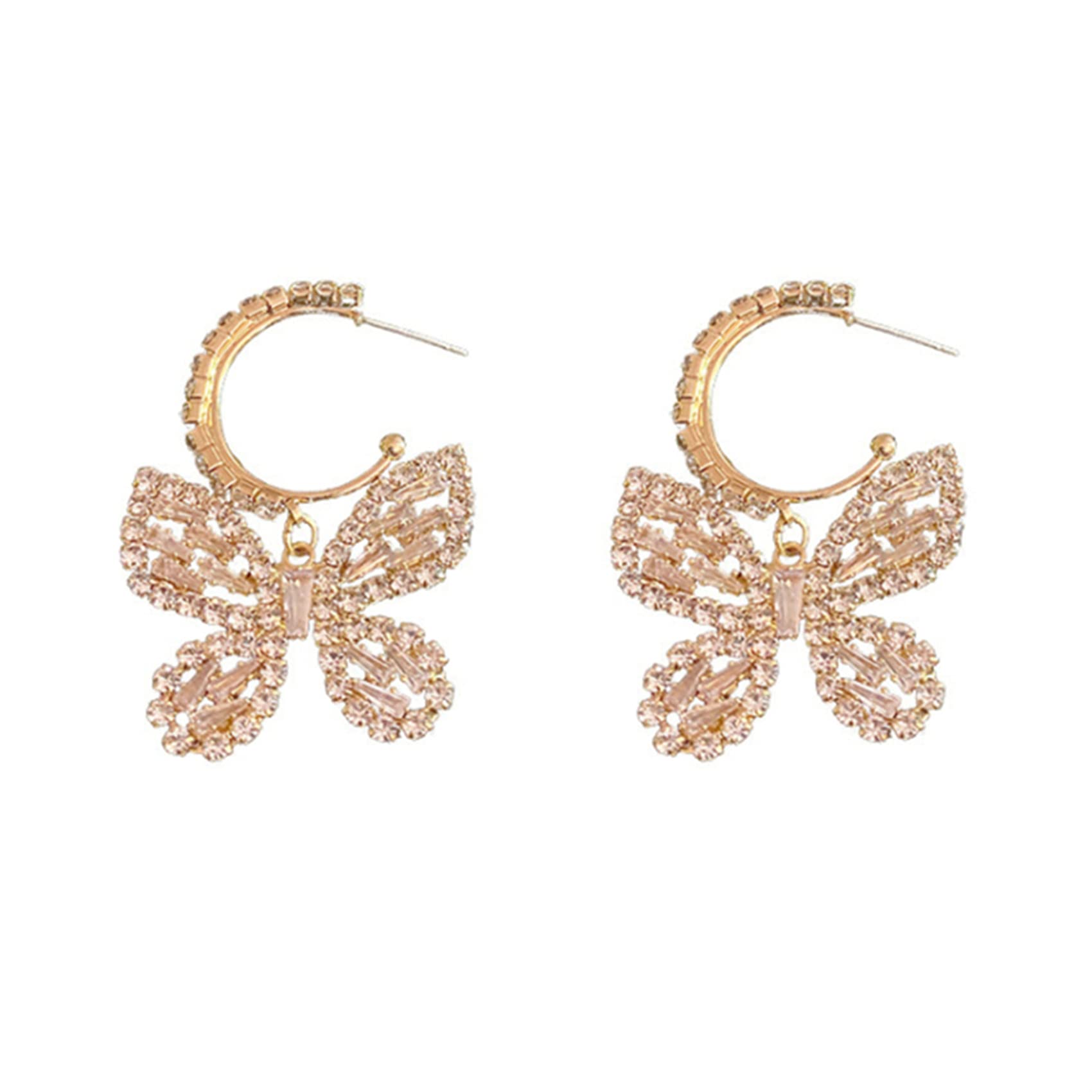 Trendy Crystal Butterfly Hoop Earrings for Women - Sparkly Dangle Earrings Jewelry Gifts for Girls, Birthday, Anniversary & Party Wear