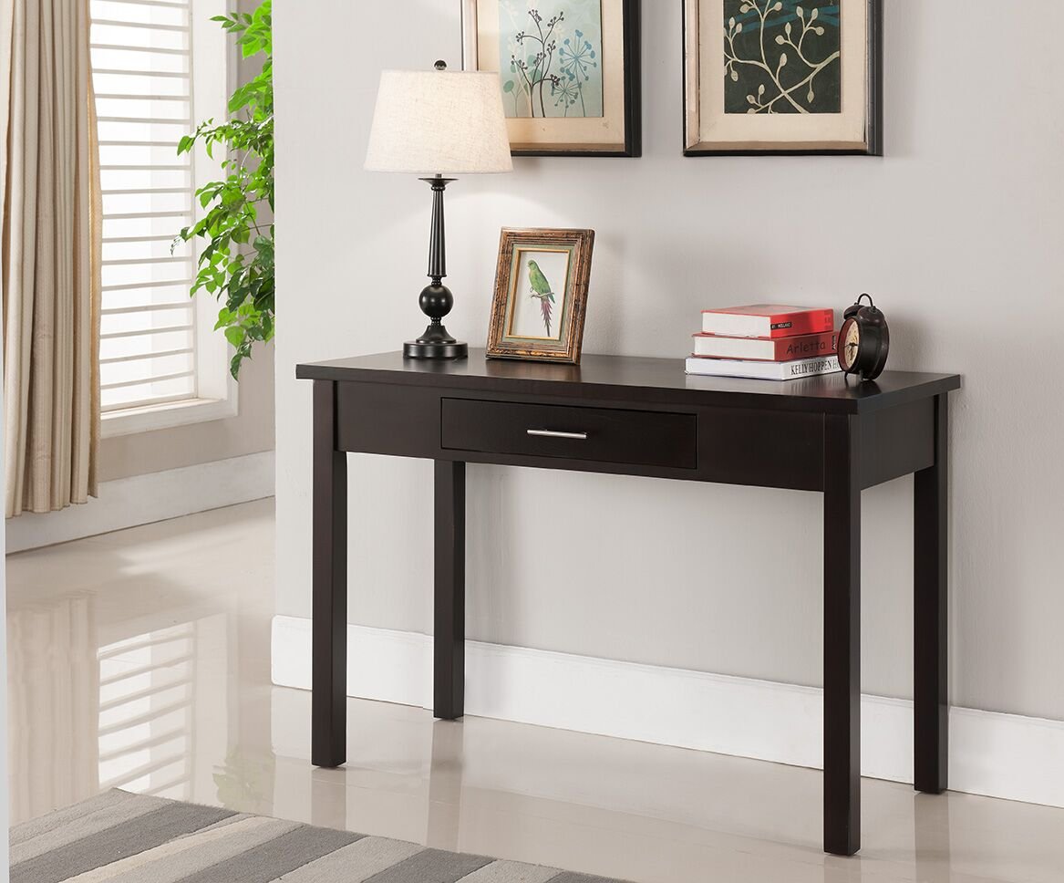 Kings Brand Solid Wood Parsons Desk with Drawer for Home & Office - Espresso Finish | Perfect for Small Spaces, Home Office & Study Rooms