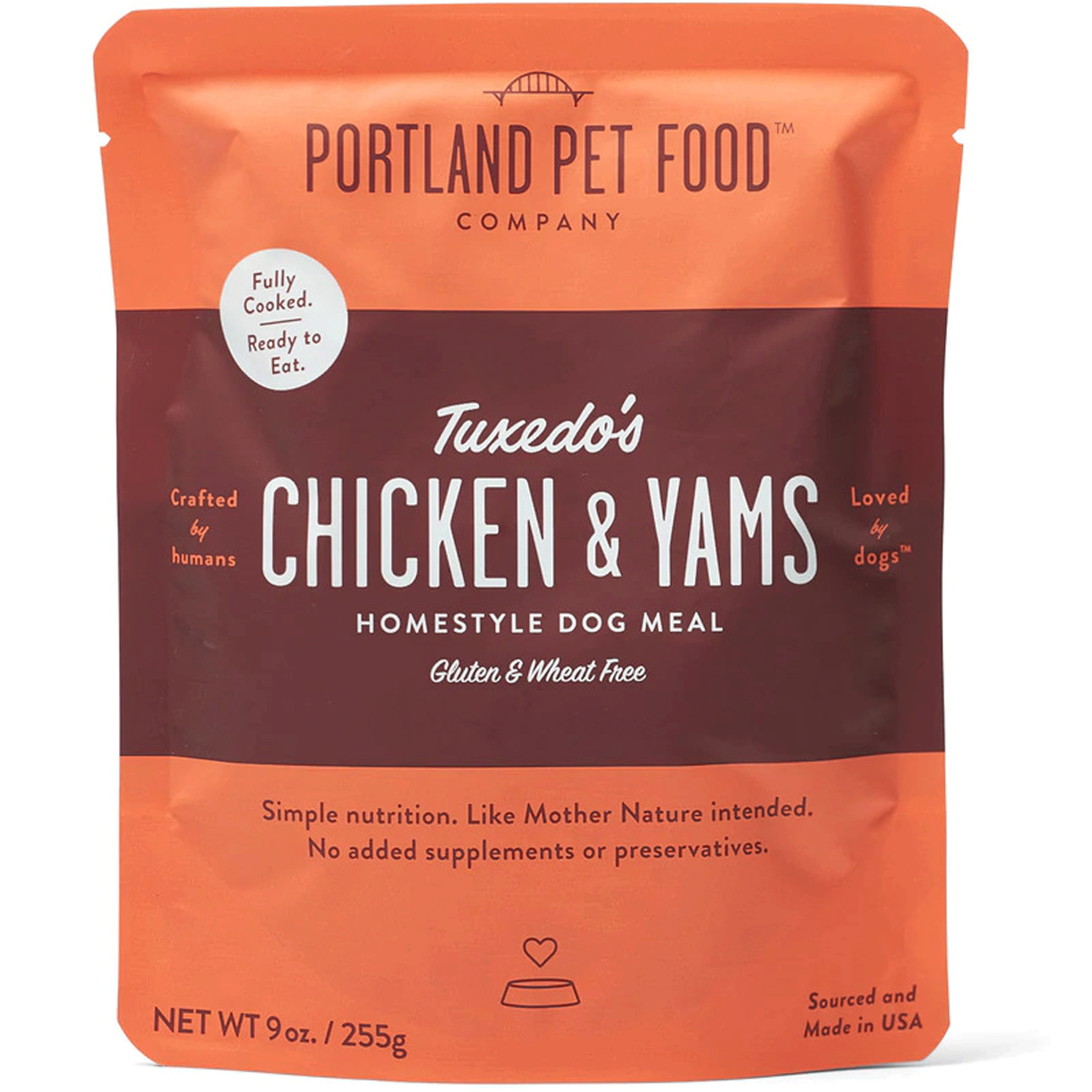 Portland Pet Food Company Chicken & Yams Meal Pouches - Grain-Free Wet Dog Food for Small & Large Breeds - Perfect for Travel, Hiking & Outdoor Adventures