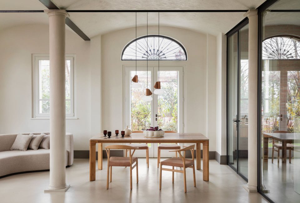 Midj Planum Modern Dining Table - Solid Wood Kitchen Table for 6 - Perfect for Dining Room, Kitchen, and Small Space Gatherings