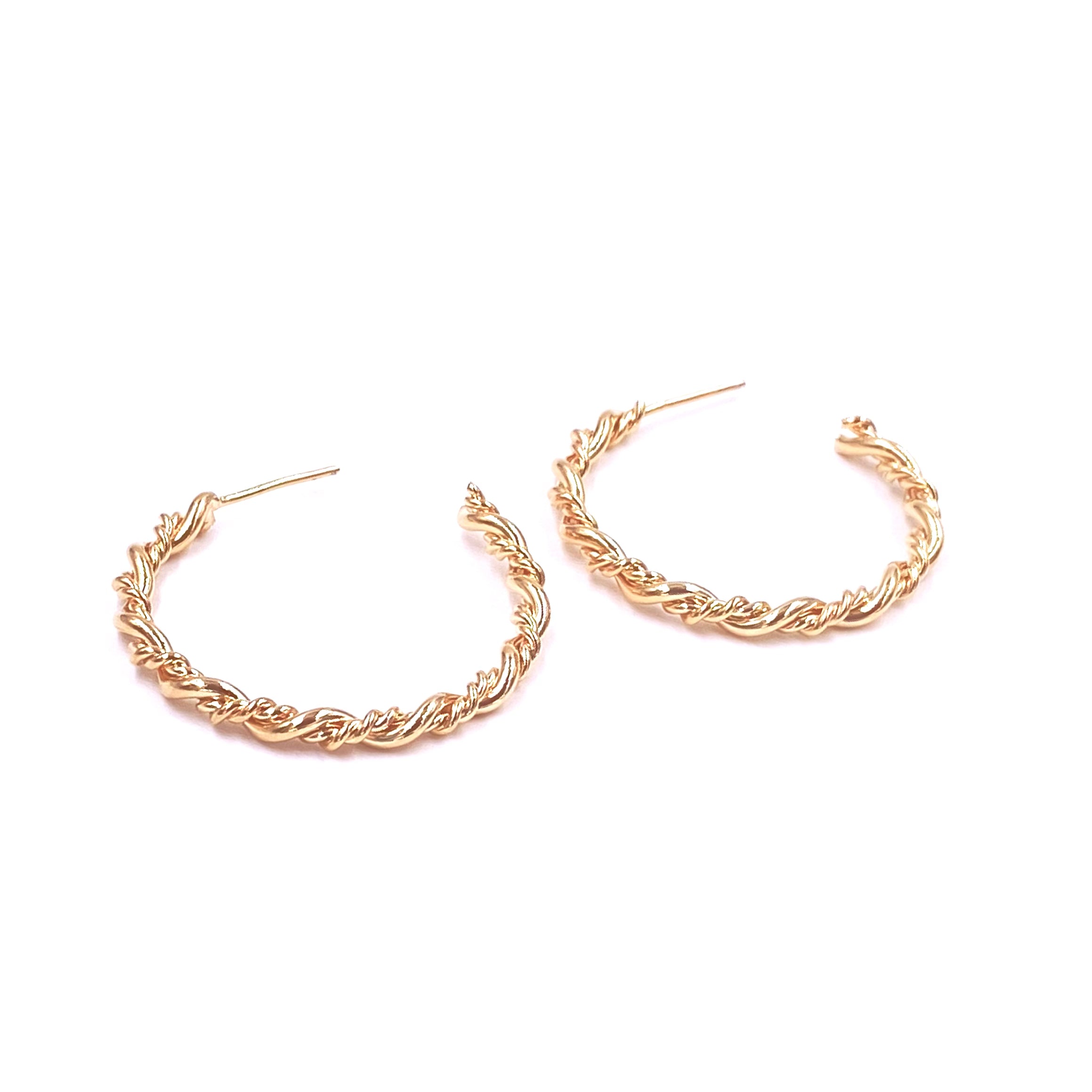 Ashley Gold Stainless Steel Gold Plated Twist Round Hoop Earrings for Women - Elegant Dangle Earrings for Party, Wedding & Everyday Wear
