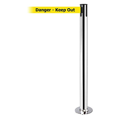 13 ft. Fixed Barrier Post with Belt - Heavy Duty Safety Crowd Control Barricade for Events, Construction Sites & Parking Lots