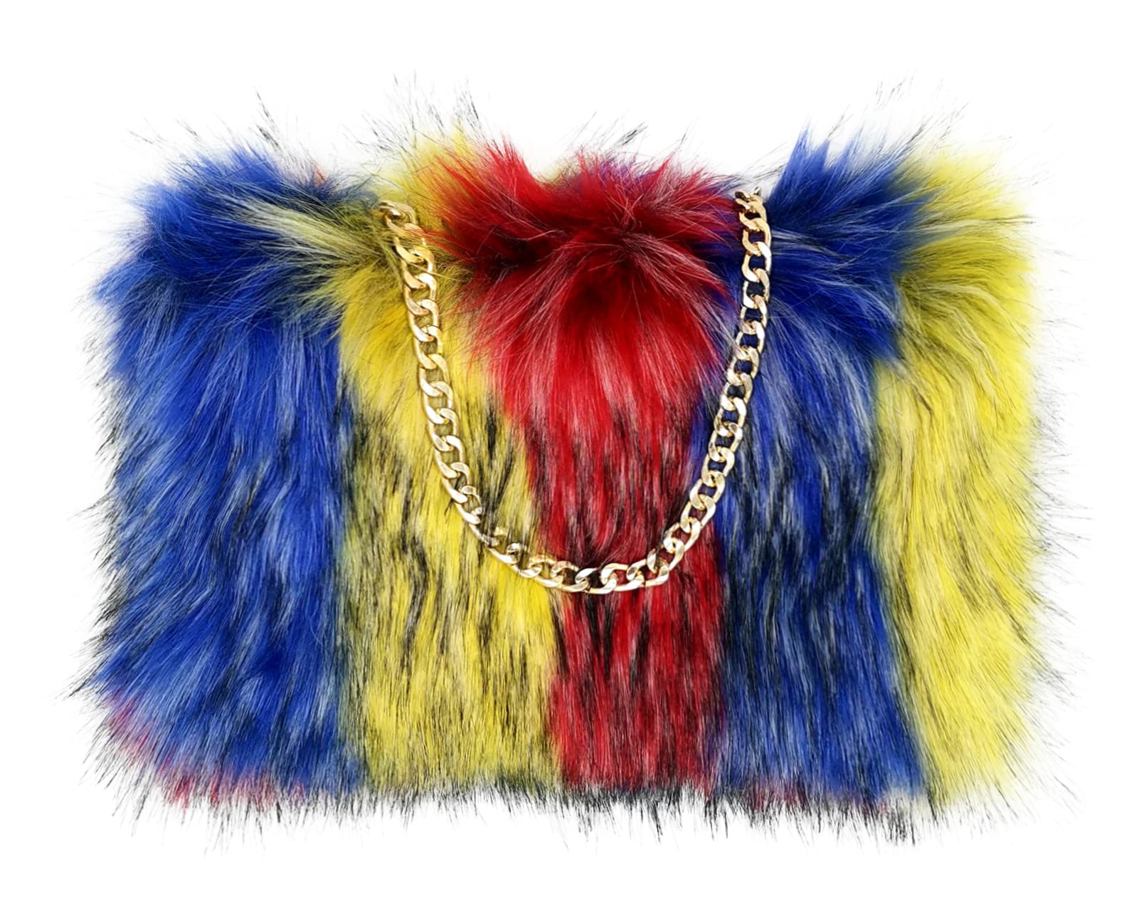 Luxury Faux Fox Fur Handbag for Women - Elegant Fuzzy Evening Purse with Alloy Shoulder Strap - Perfect for Parties, Weddings & Special Occasions