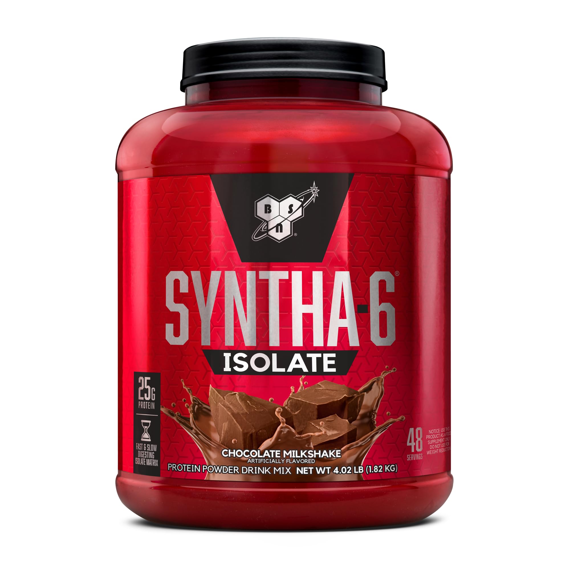 BSN SYNTHA-6 Isolate Protein Powder - Premium Chocolate Whey & Milk Protein Isolate Supplement, Chocolate Milkshake Flavor, 48 Servings | Ideal for Post-Workout Recovery, Muscle Building & Weight Management (Packaging May Vary)