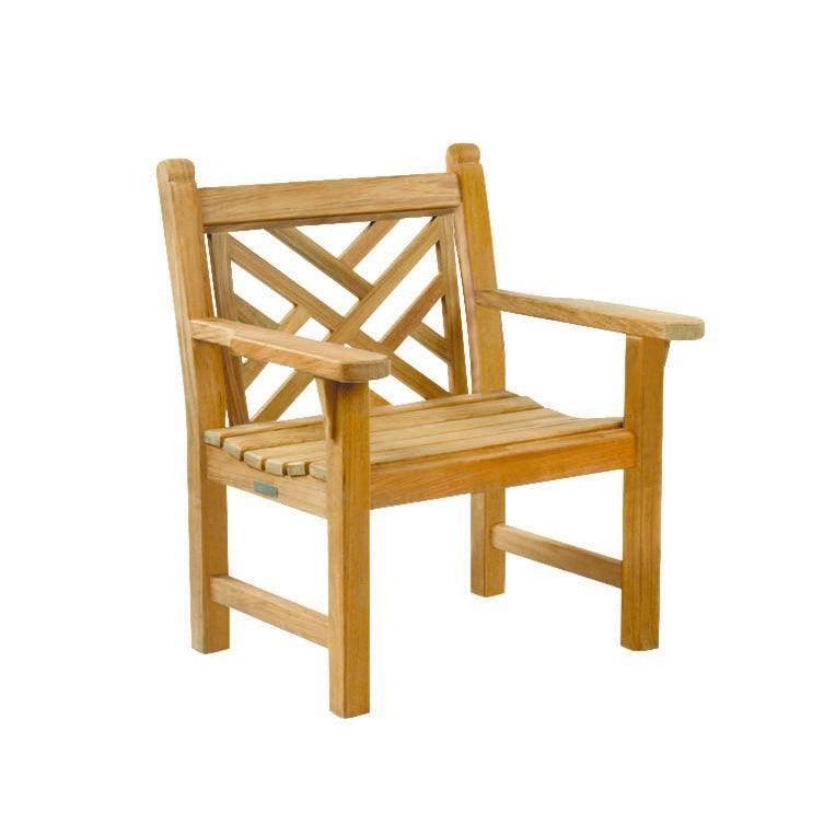 Chippendale Style Garden Armchair with Removable Cushion - Outdoor Patio Furniture for Relaxing in Backyard, Porch or Poolside