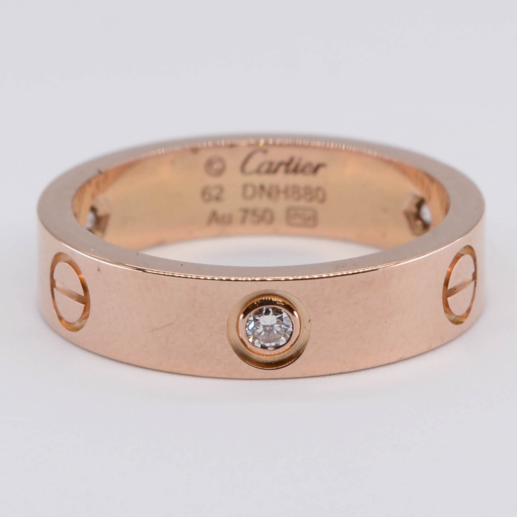 Cartier Three Diamond Love Ring in 18K Rose Gold | 0.22ctw Diamond Wedding Band | Size 10 (US) / 62 (EU) | Luxury Jewelry for Engagement, Anniversary & Special Occasions