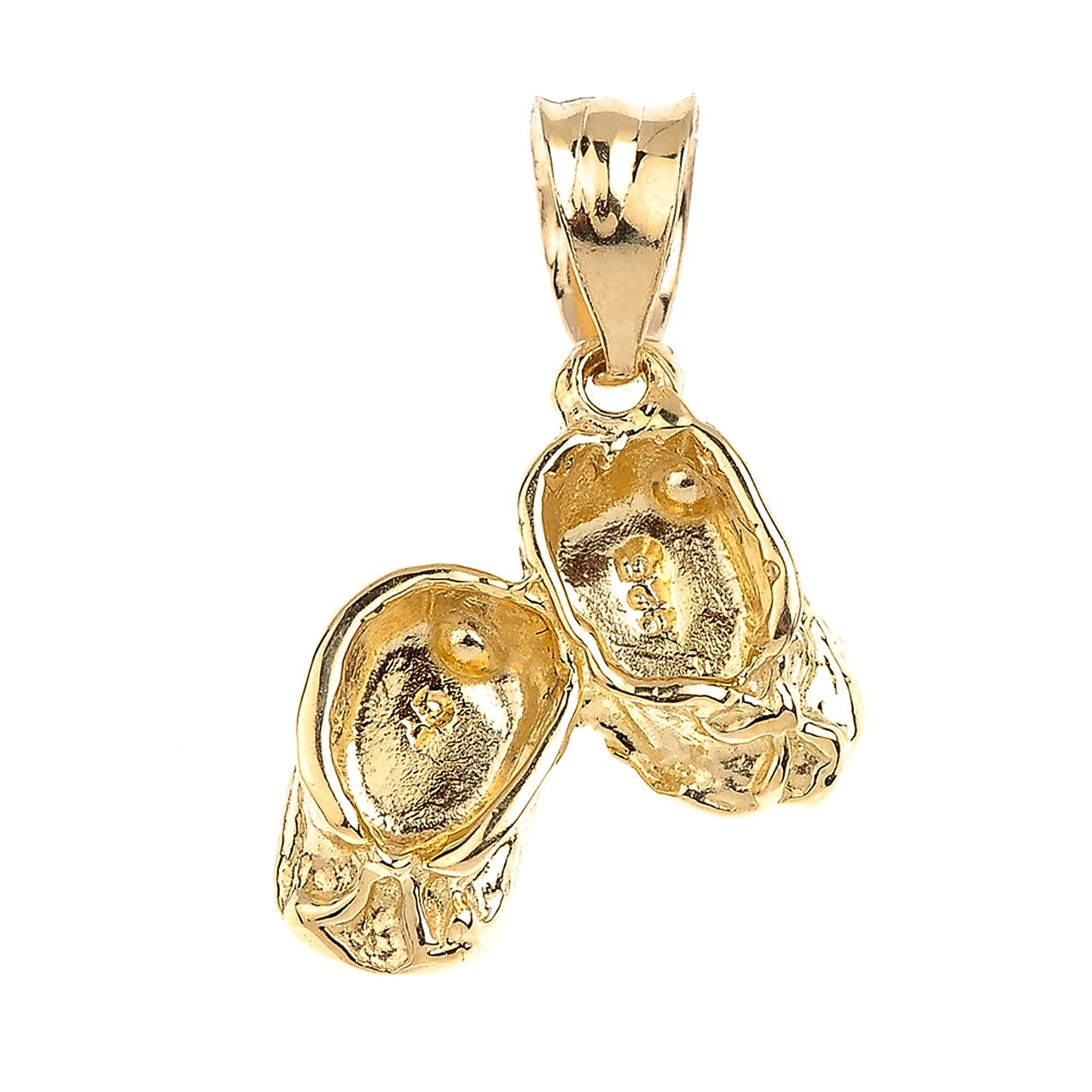 10K Gold Baby Girl Shoes Charm Pendant Necklace - 20
