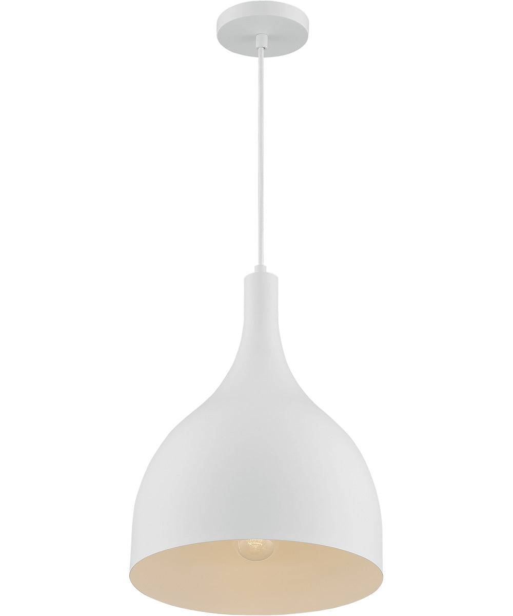 12W Bellcap 1-Light Pendant Light Fixture in Matte White - Perfect for Kitchen Island, Dining Room, or Entryway Lighting