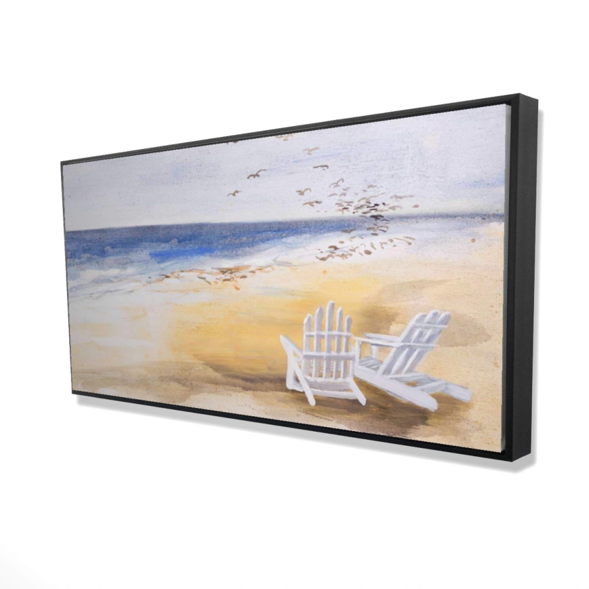 Begin Day at The Beach - Framed Canvas Wall Art Print | Coastal Decor for Living Room, Bedroom & Office | Beach House Wall Decor