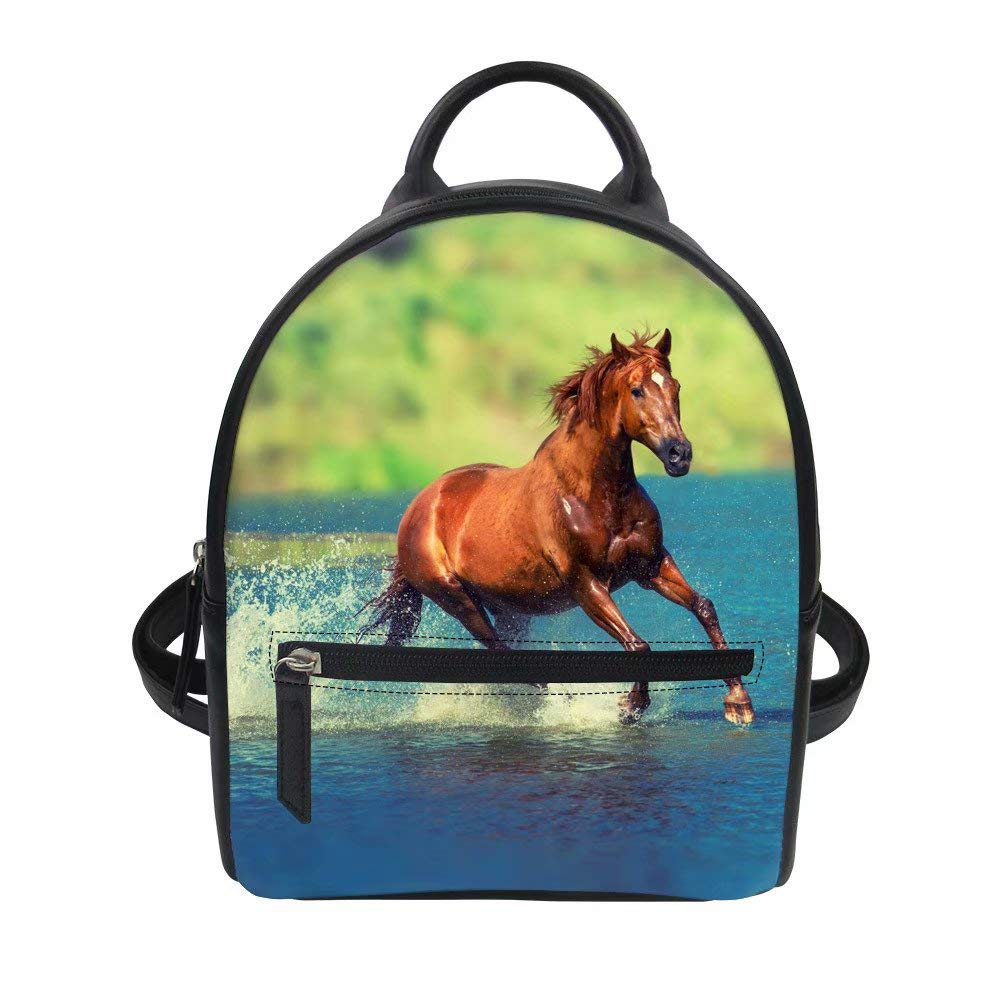 3D Horse Print Mini Leather Backpack for Women - Stylish Small Daypack Purse, Fashionable Crossbody Bag for Daily Use, Work & Travel