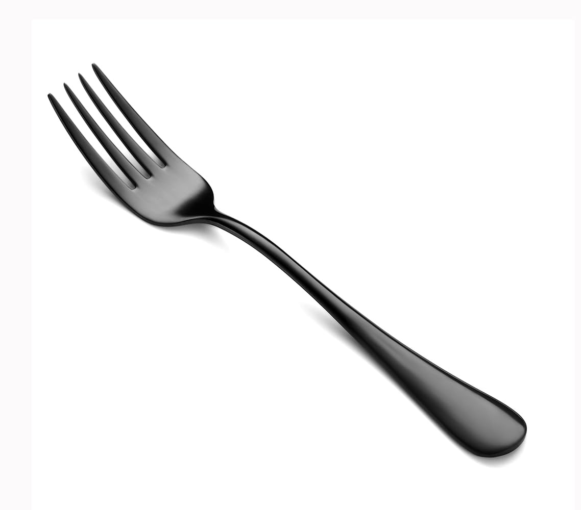 Premium Black Salad Forks Set of 8 - 6.7