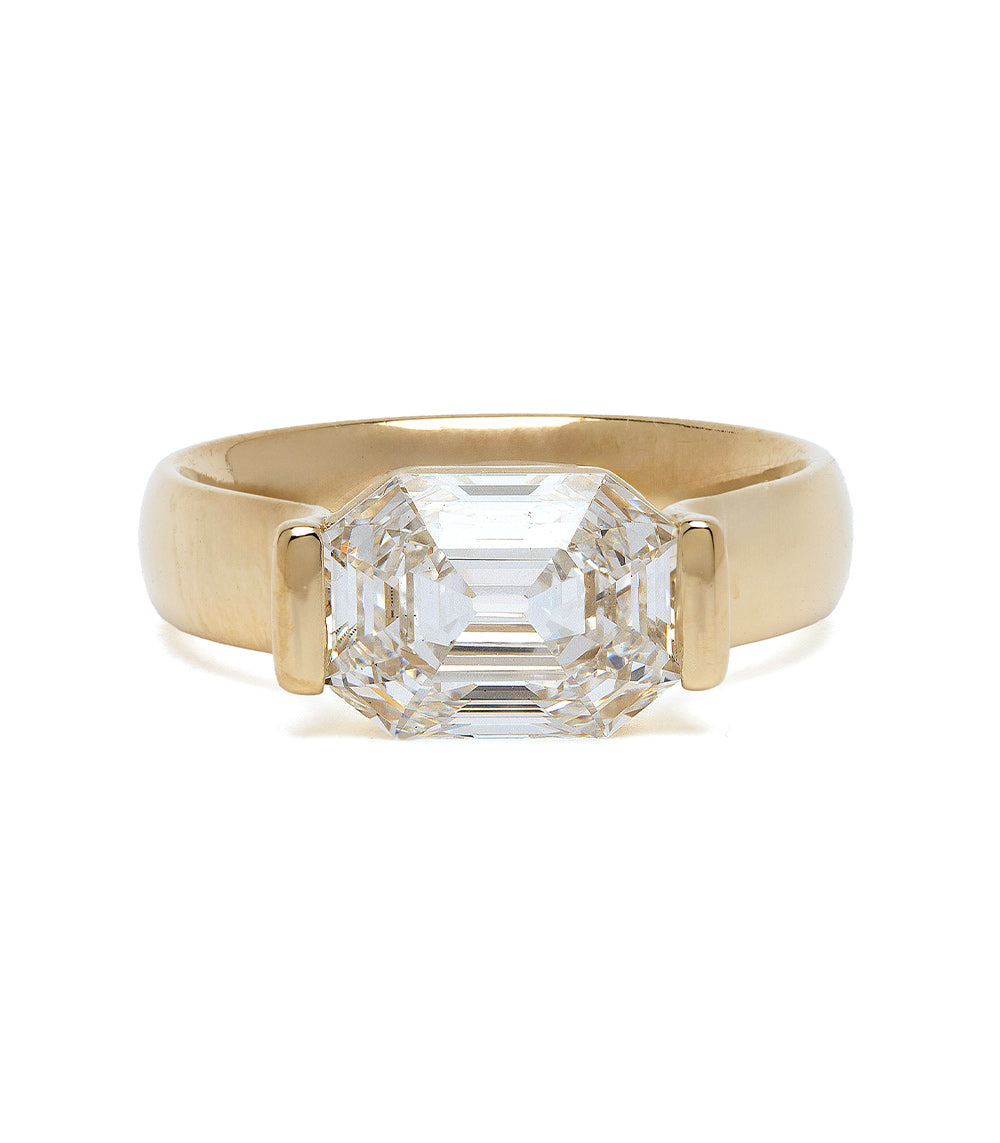 Bardot Half Bezel Engagement Ring - 14K Gold Solitaire Diamond Ring for Women | Perfect for Proposals, Anniversaries & Special Occasions