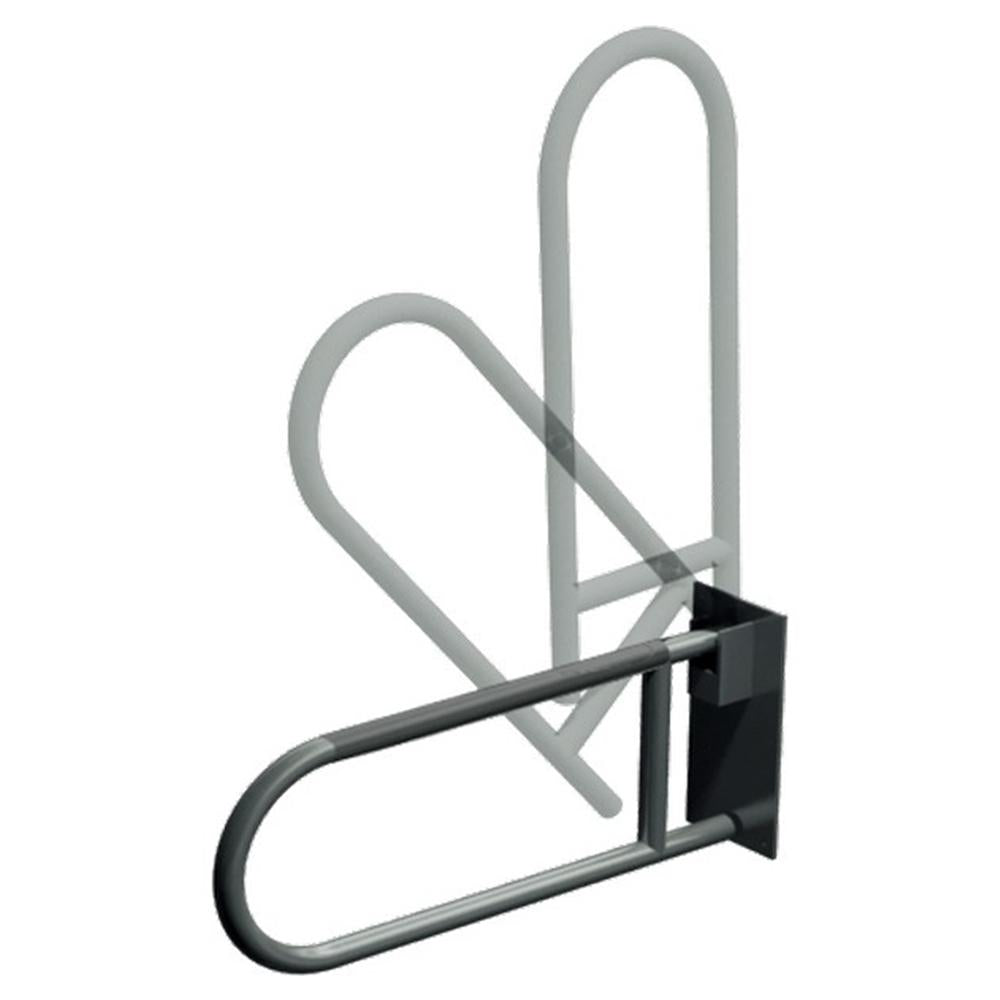 ASI 3451 Grab Bar with Swing Up Design, Exposed Flange & Gravity Lock - Satin Finish for Bathroom Safety & Accessibility
