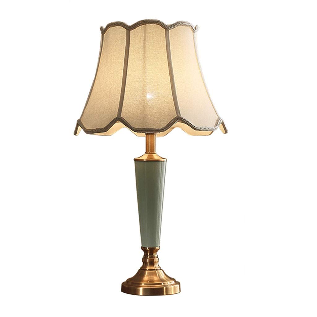 ZJF American Full Copper Bedside Table Lamp - Eye Protection Desk Lamp for Study, Bedroom & Home Office - Vintage Iron Table Lamp with Warm Lighting for Reading & Relaxation