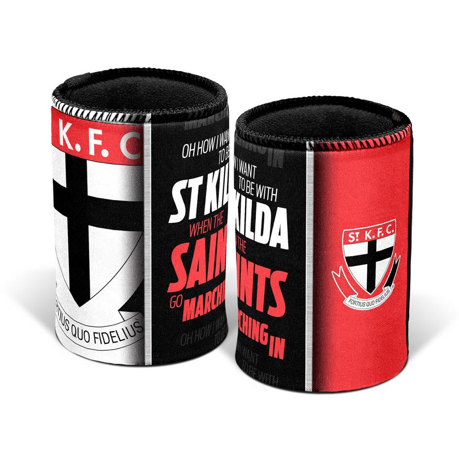St Kilda Saints AFL Can Cooler & Beer Bottle Holder - Insulated Sleeve for Cold Drinks at Games, BBQs & Parties