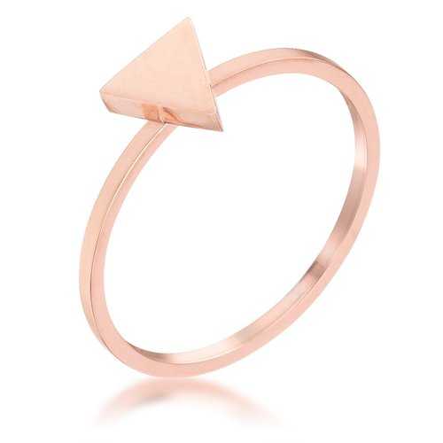 Elegant Stainless Steel Rose Gold Plated Triangle Stackable Ring for Women - Perfect for Layering, Gift Giving & Everyday Wear