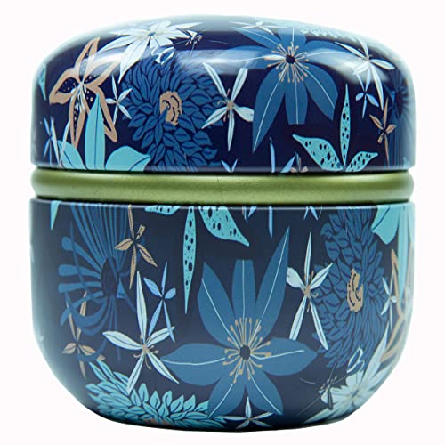 Premium Body Powder Puff & Container Set - Soft Dusting Powder Applicator for Women & Babies - Blue Floral Design - Perfect for Travel, Gym & Home Use