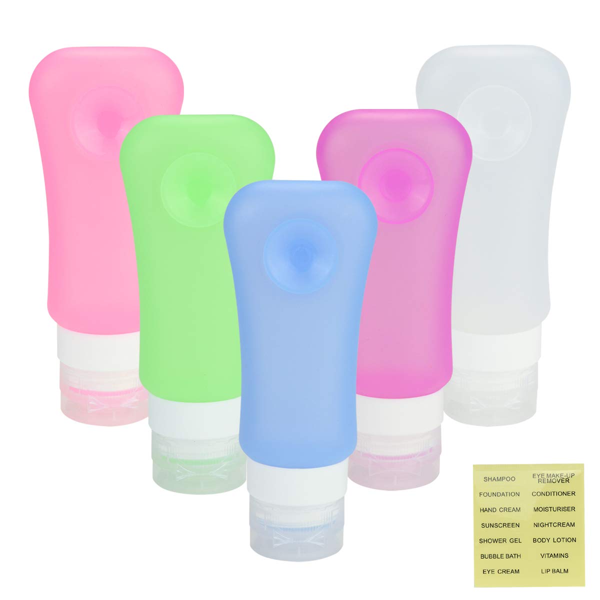 **AOUTACC 5-Pack TSA Approved Travel Bottles Set - 3oz Leakproof Silicone Toiletry Containers for Shampoo, Lotion & Cosmetics | Perfect for Air Travel, Camping & Gym**