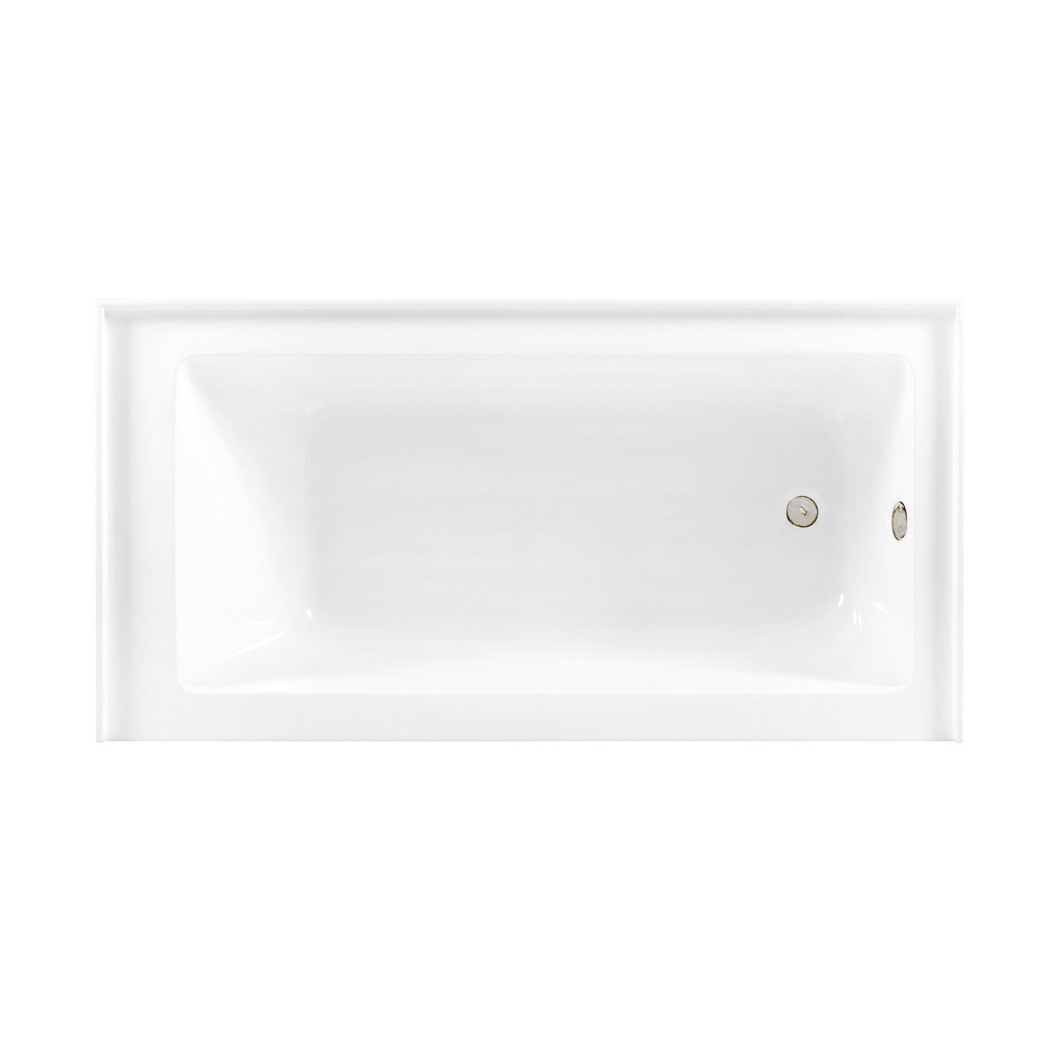 Aqua Eden 66 Inch Acrylic Rectangular 3-Wall Alcove Bathtub Combo with Waste & Overflow Drain - Right Hand Drain, Glossy White/Polished Nickel - Perfect for Modern Bathroom Renovations & Spa-Like Retreats