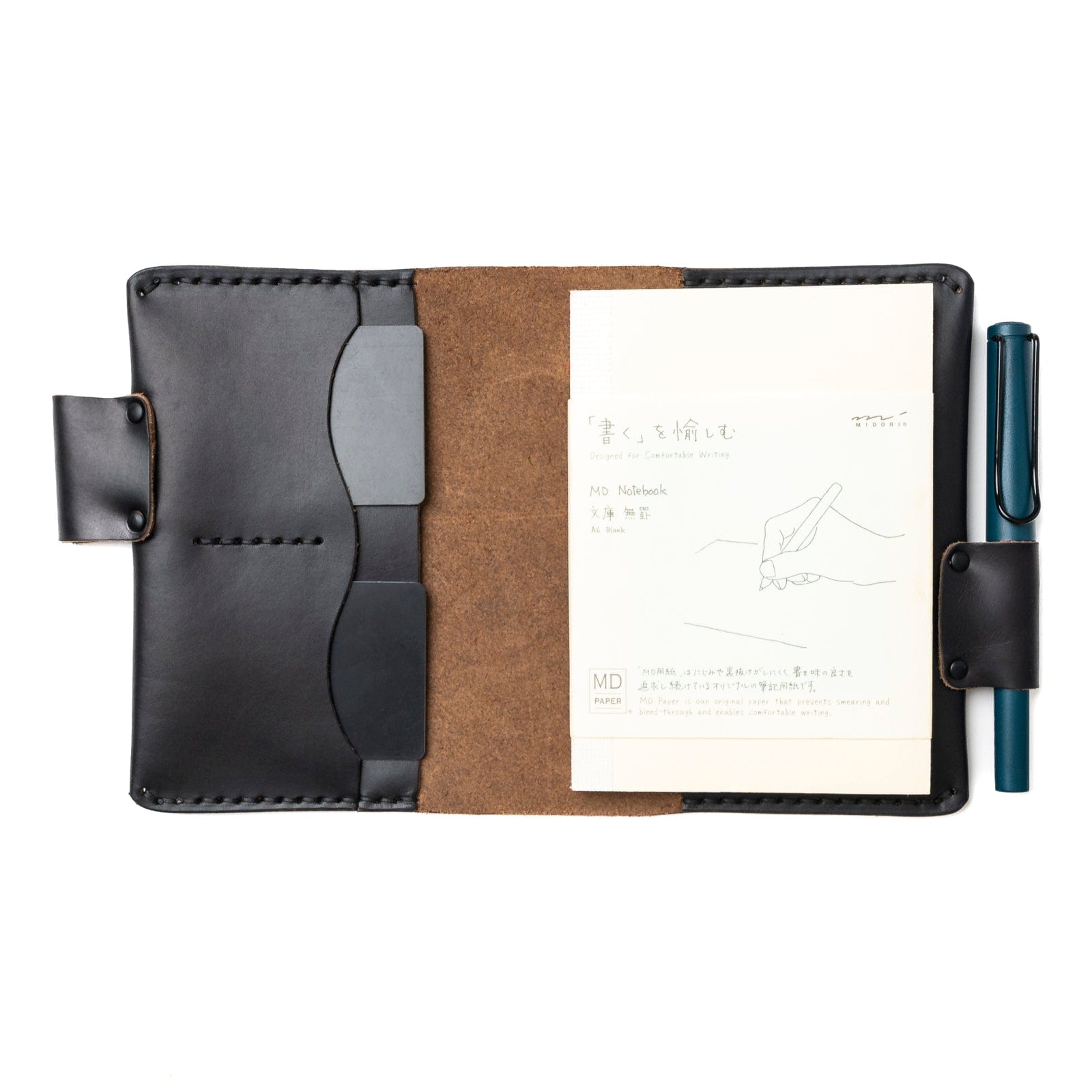 Premium Leather Midori MD A6 Notebook Cover - Handmade Genuine Leather Journal Cover for Travelers, Writers & Planners - Perfect for Bullet Journaling, Sketching & Daily Note Taking