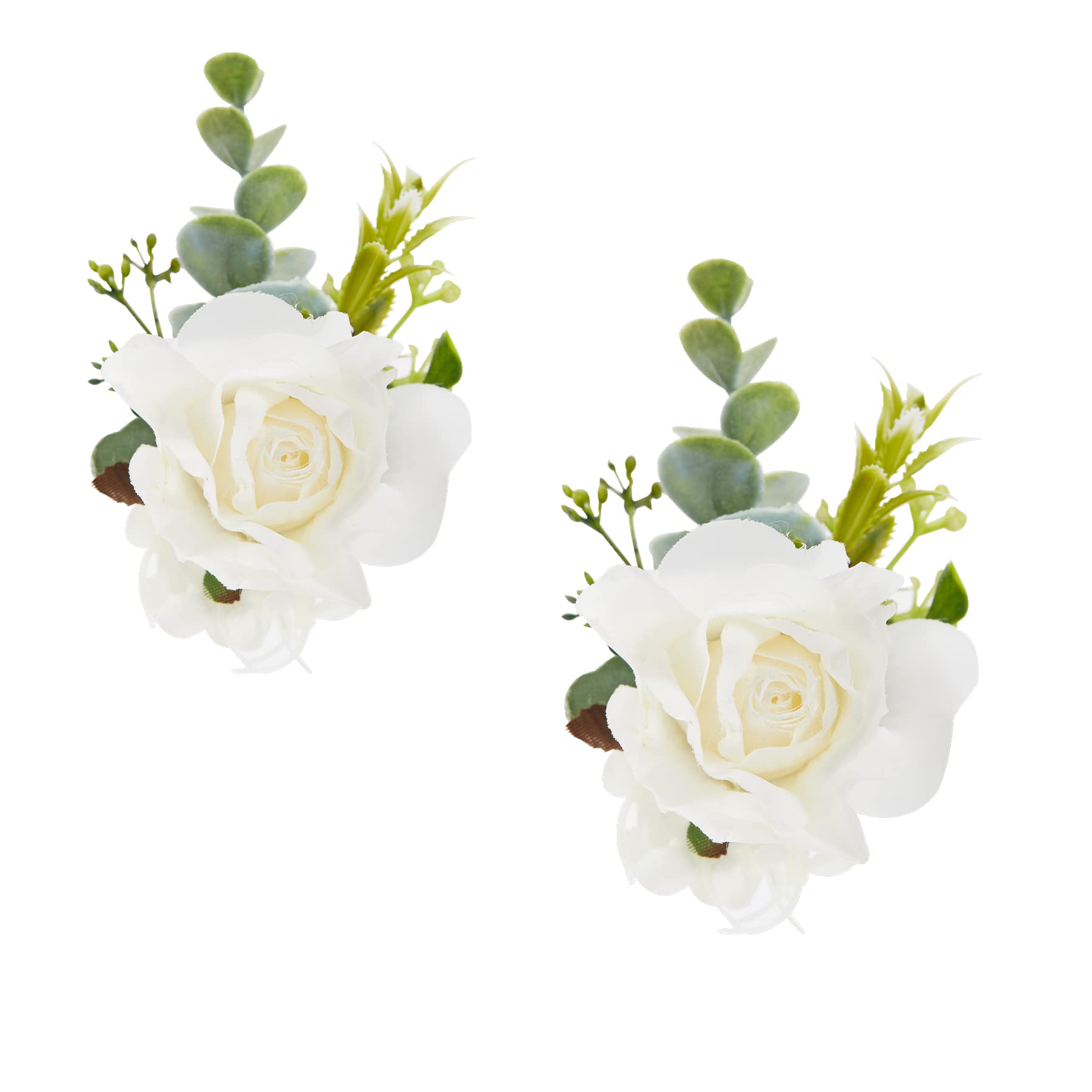 Meldel White Rose Wrist Corsage - Pack of 2 Artificial Silk Flower Bracelets for Brides, Bridesmaids, Prom & Wedding Decor - Perfect for Bouquets, Centerpieces & Special Occasions