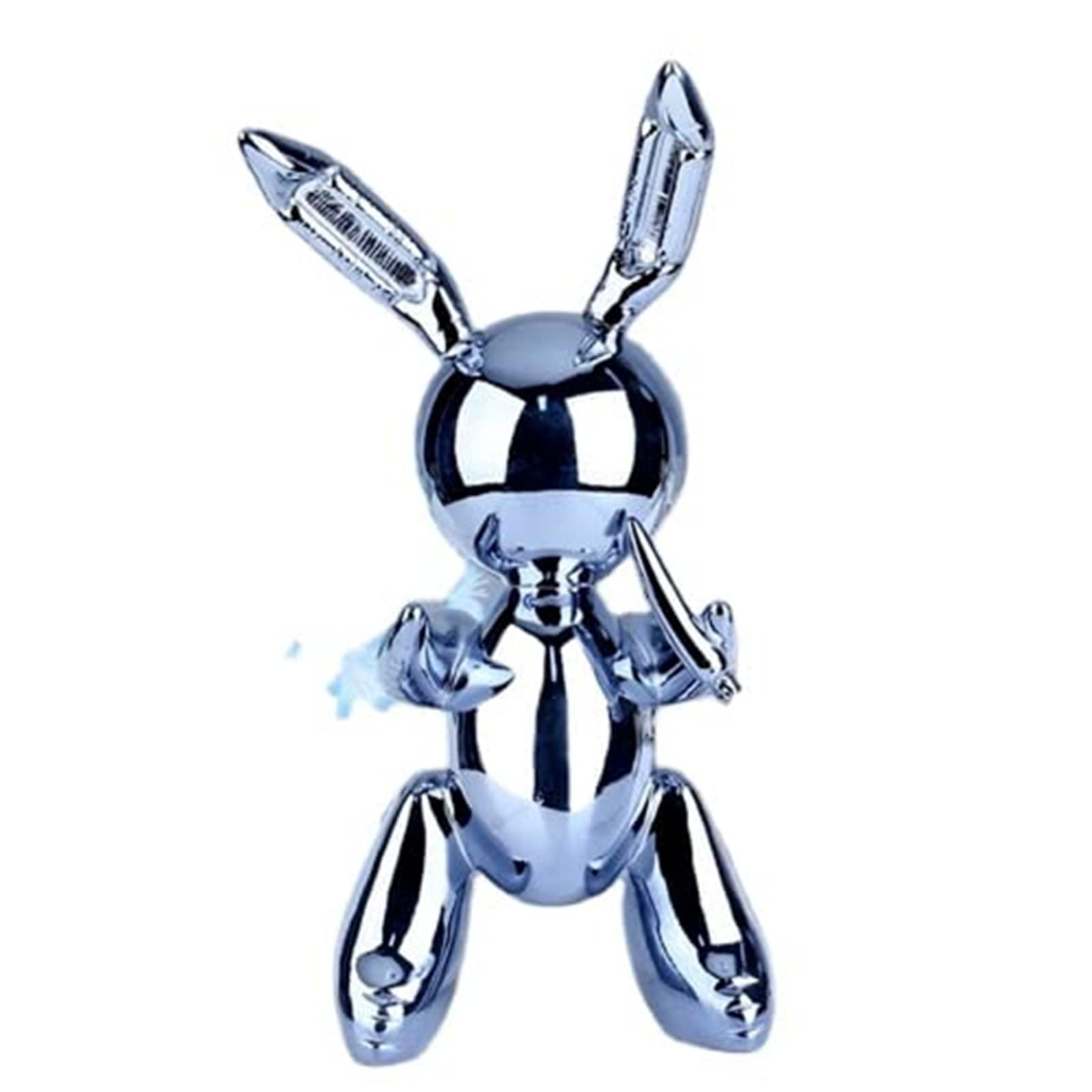 Elegant Silver Grey Resin Electroplated Rabbit Balloon Statue - 12.99 Inch Cute Animal Ornament for Home Decor, Table Centerpiece, Birthday Gift & Luxury Style Decoration | Perfect for Living Room, Nursery, Party Decor & Gift Giving