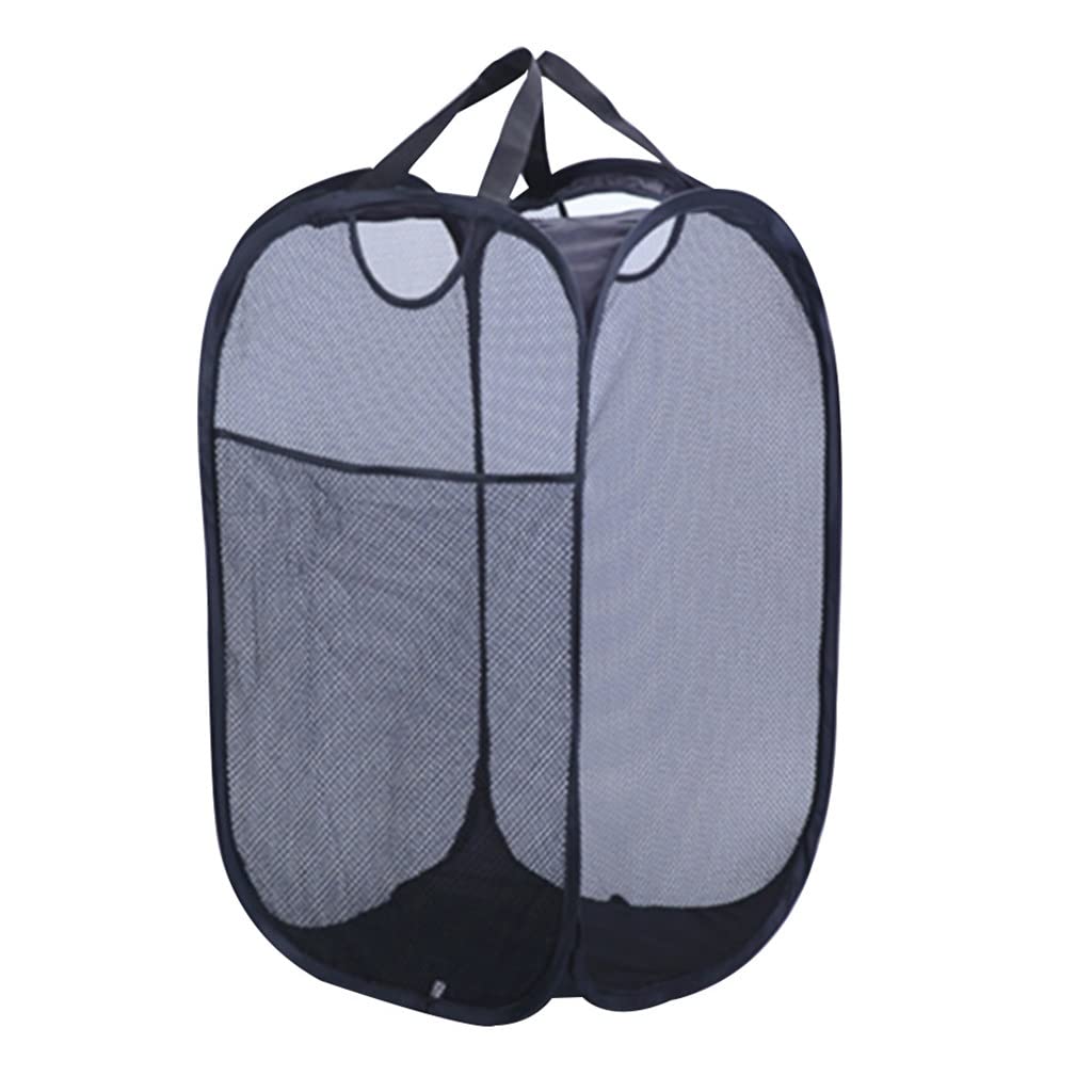 Foldable Mesh Laundry Basket - Portable Storage Bin & Hamper Organizer for Home, Travel & Camping - Blue Collapsible Clothes Washing Bag (One Size) - Perfect for Dorm Rooms, Apartments & RV Trips