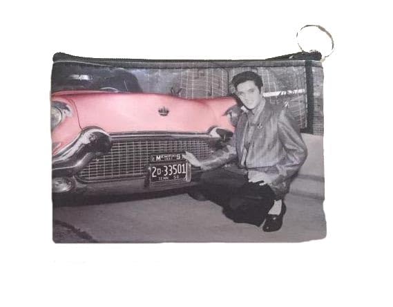 Elvis Presley Themed Makeup Bag - Pink Cadillac & Graceland Gates Design - Perfect for Travel, Cosmetics Storage & Elvis Fans Gift Idea