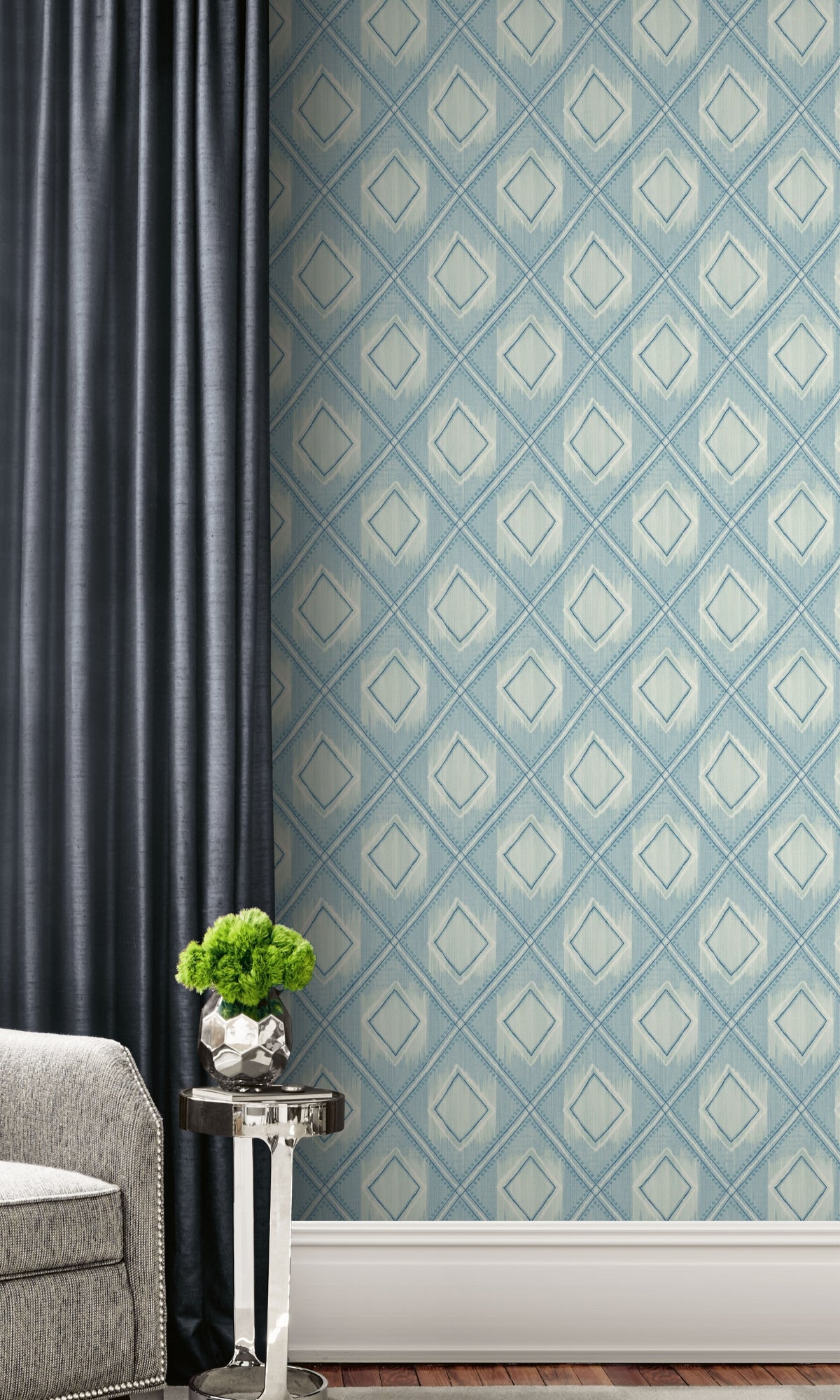 Blue Stone Geometric Diamond Wallpaper R8551 - Peel and Stick Self-Adhesive Wallpaper for Bedroom, Living Room, Office - Modern 3D Textured Removable Wallpaper for Home Decor