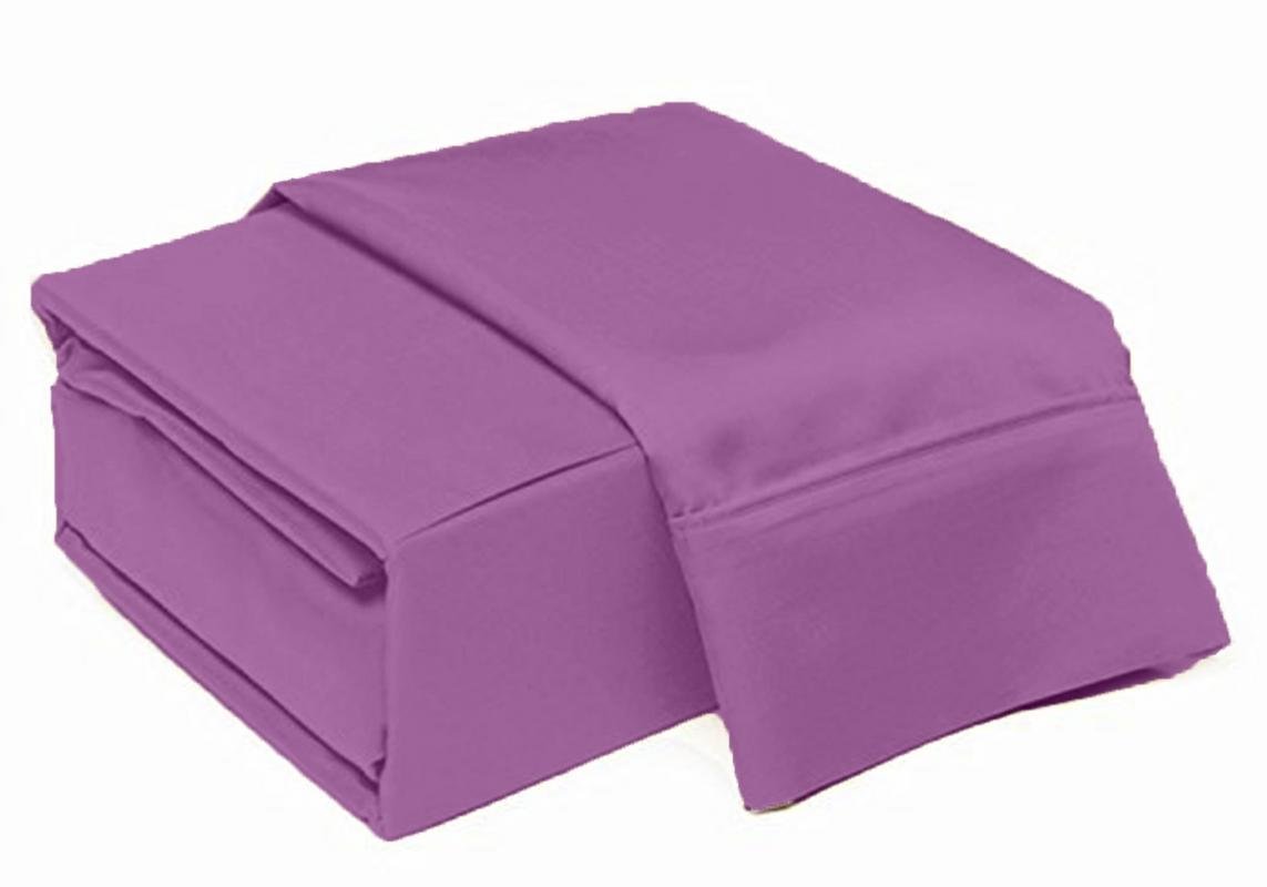 Luxury 100% Egyptian Cotton Twin XL Sheet Set - 550 Thread Count, Soft & Breathable, Deep Pocket Fits 7-9 Inch Mattress, Lavender Solid Color - Perfect for Dorm Rooms, Guest Beds & Cozy Sleep