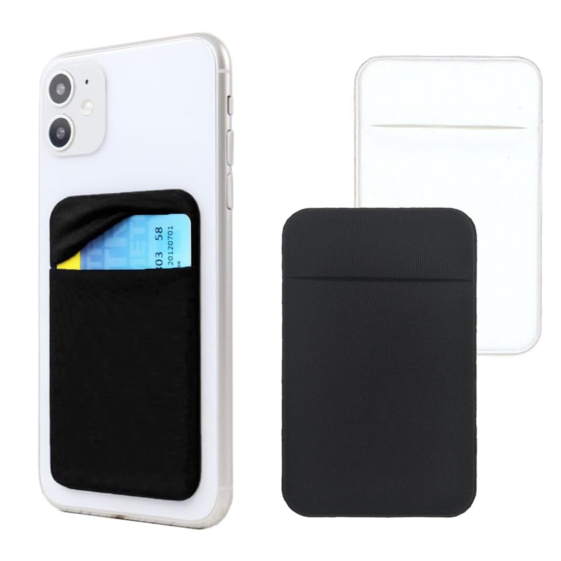 2 Pack Phone Card Holder with Adhesive Sticker - Slim Expanding Cloth Wallet for ID, Credit Cards & Cash | Stick-on Back of Phone for Easy Access | Perfect for Travel, Shopping & Daily Use