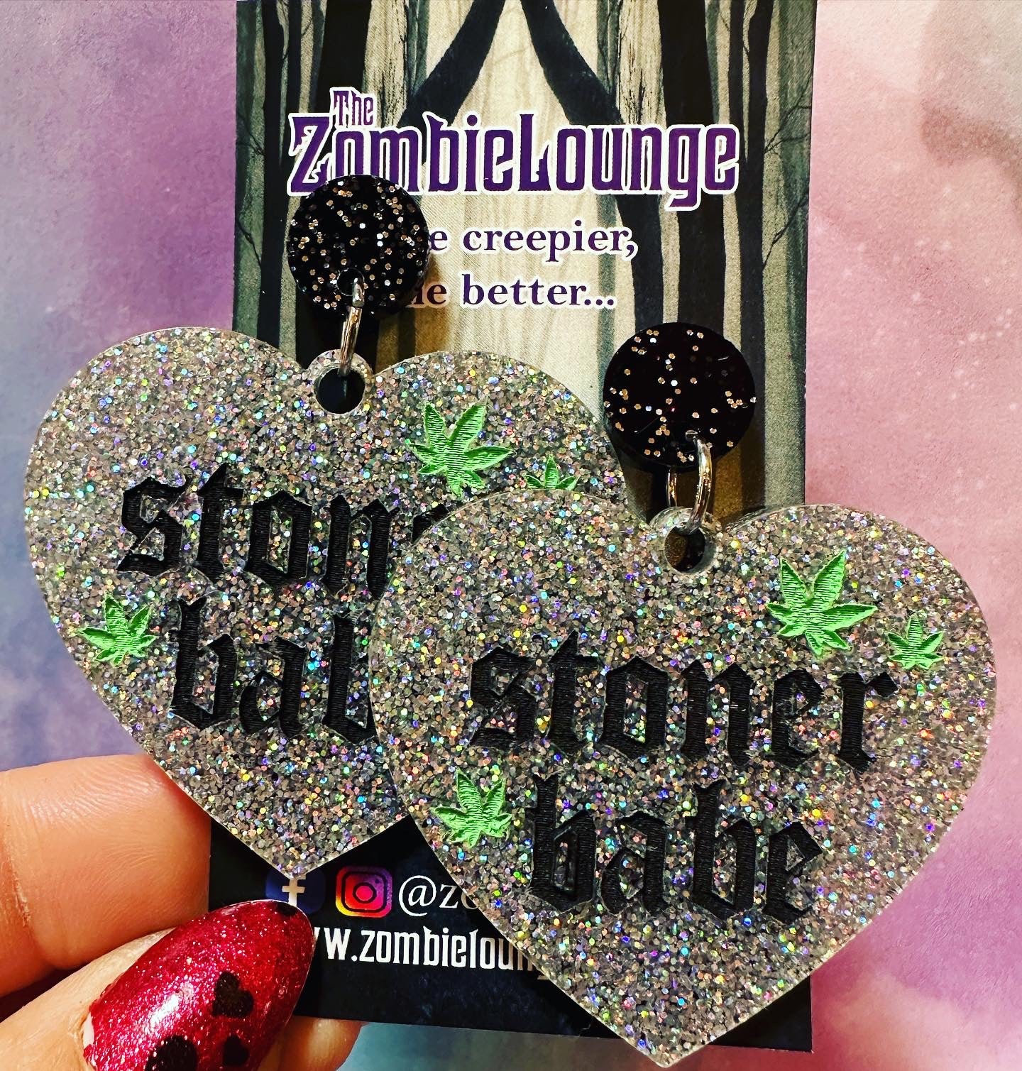 Stoner Babe Weed Leaf Earrings for Women - Dainty 420 Hippie Jewelry - Perfect for Music Festivals & Boho Style Outfits