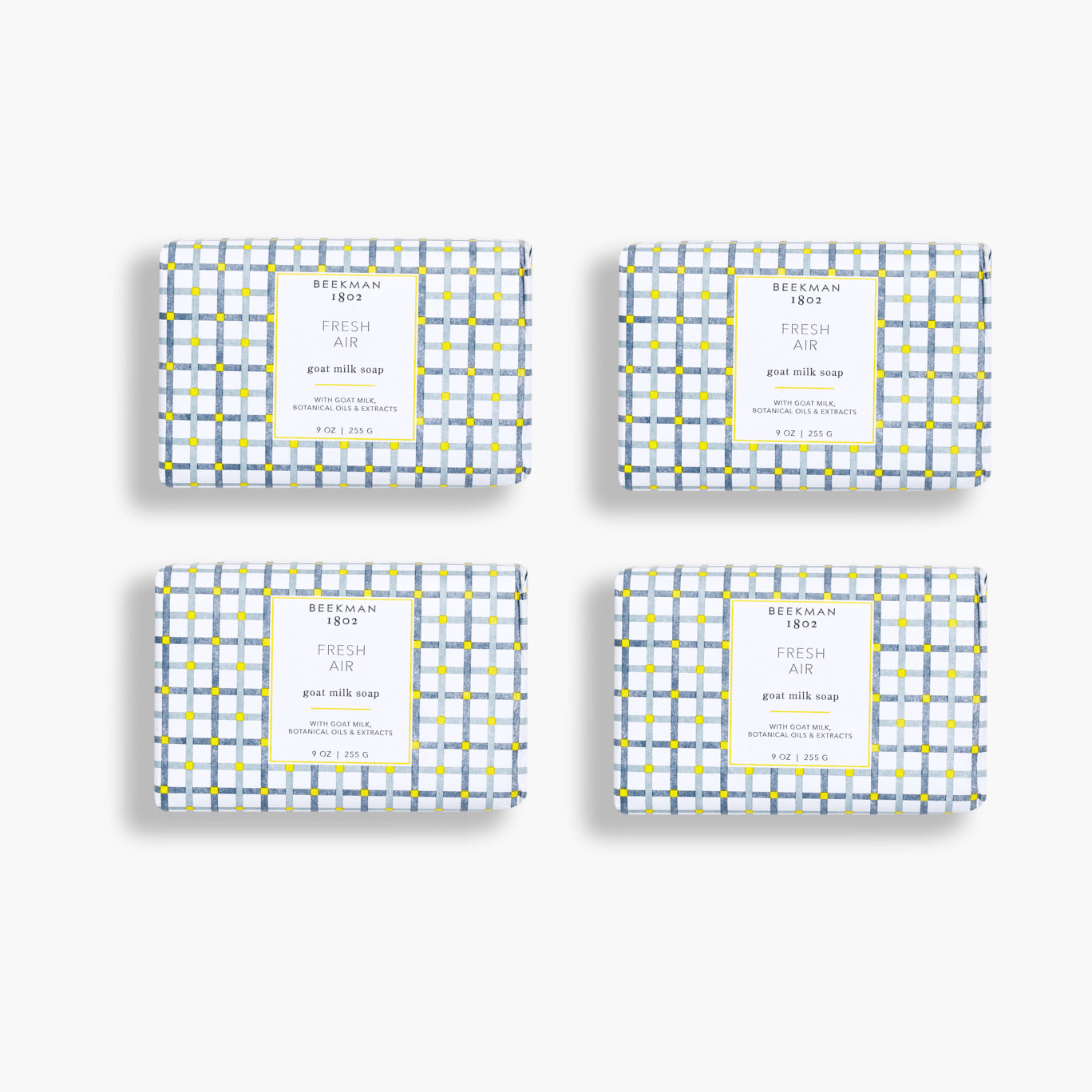 Organic Fresh Air Goat Milk Bar Soap Set of 4 - Natural Moisturizing & Gentle Cleansing for Sensitive Skin - Perfect for Daily Bath, Shower & Gift Giving