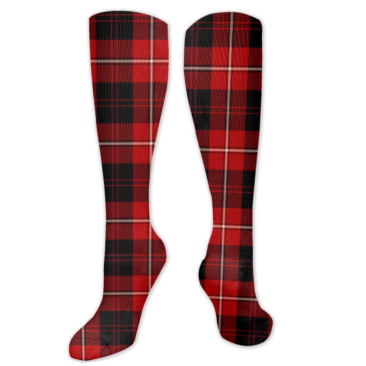 Clan Cunningham Red & Black Tartan Print Compression Socks for Women & Men - Knee High Support Socks for Running, Hiking & Work Boots - Scottish Plaid Design for Athletic Performance & Style