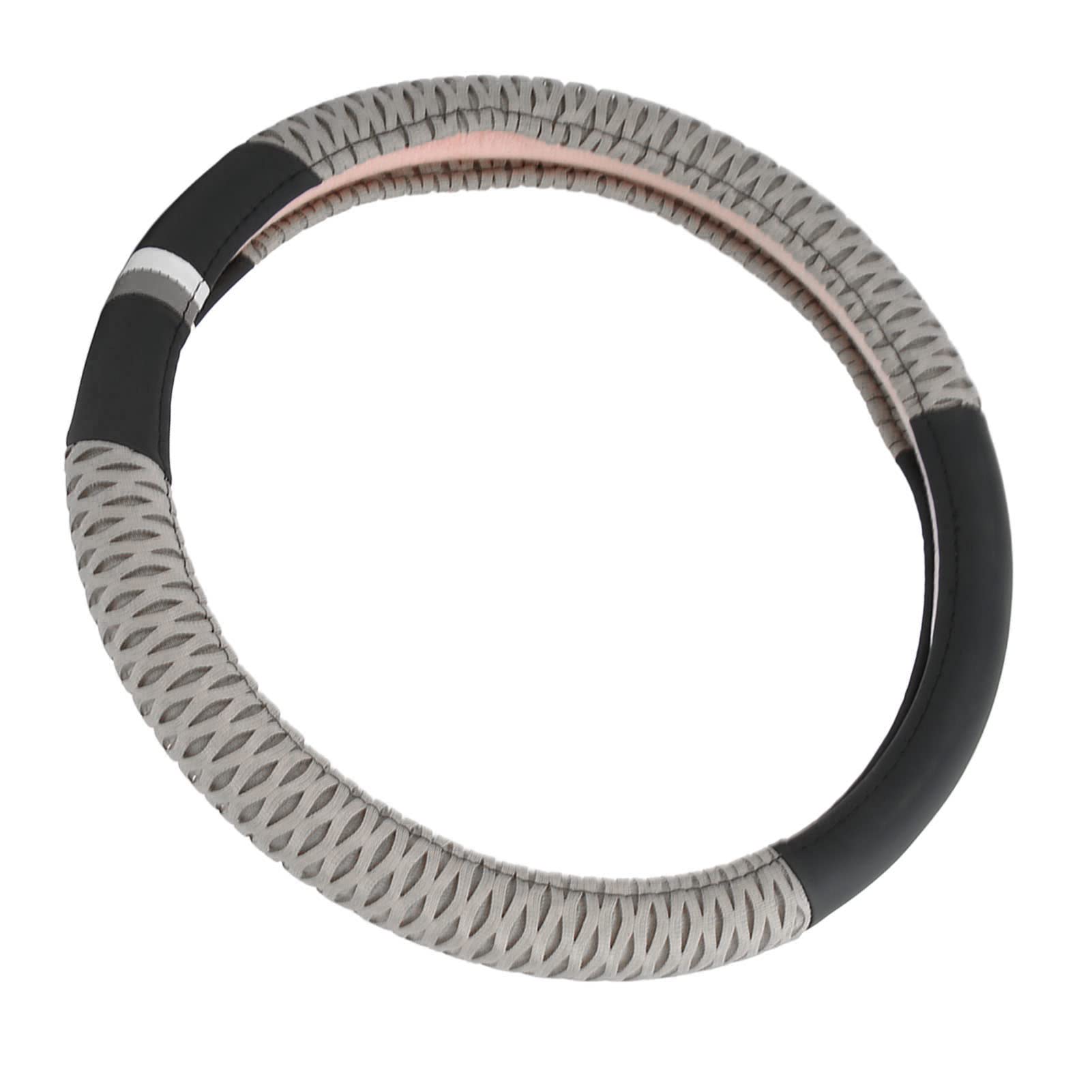 KUIDAMOS 15in Anti-Slip Steering Wheel Cover - Stylish Artificial Leather Car Accessory for Wheel Protection & Customization (Grey) | Perfect for Daily Commuting & Long Road Trips