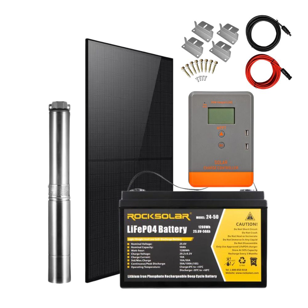 ROCKSOLAR 500W 24V Off Grid Solar Water Pump Kit for Irrigation, Livestock, and Remote Water Supply - Solar Powered Water Pump System for Farms, Gardens & Off-Grid Living